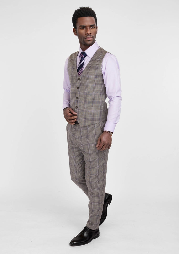 Nickel Grey Checked Vest - SARTORO858