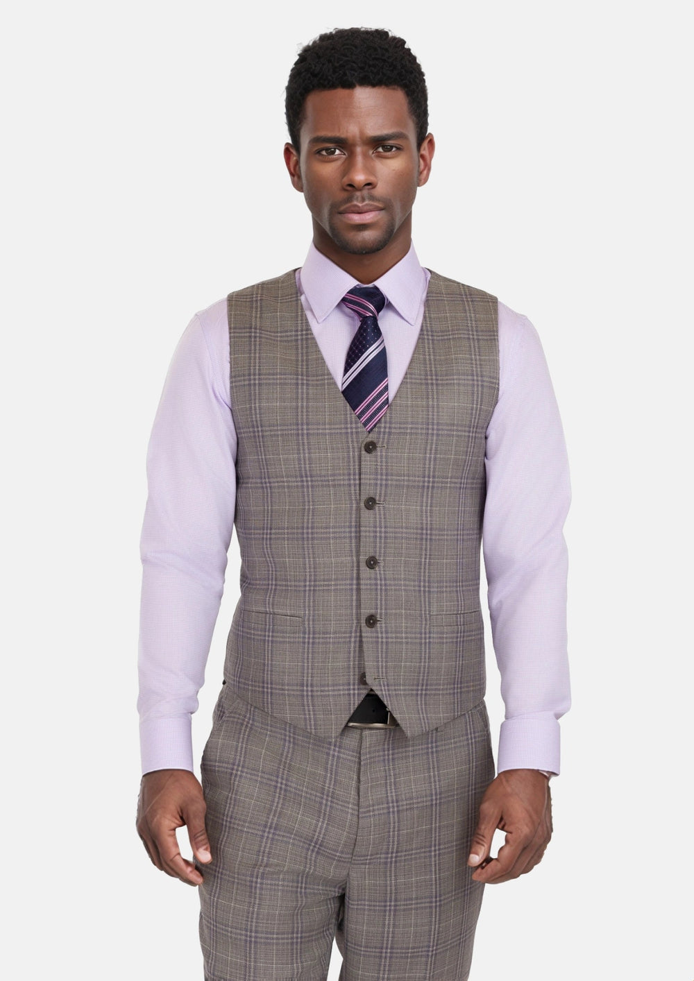 Nickel Grey Checked Vest359