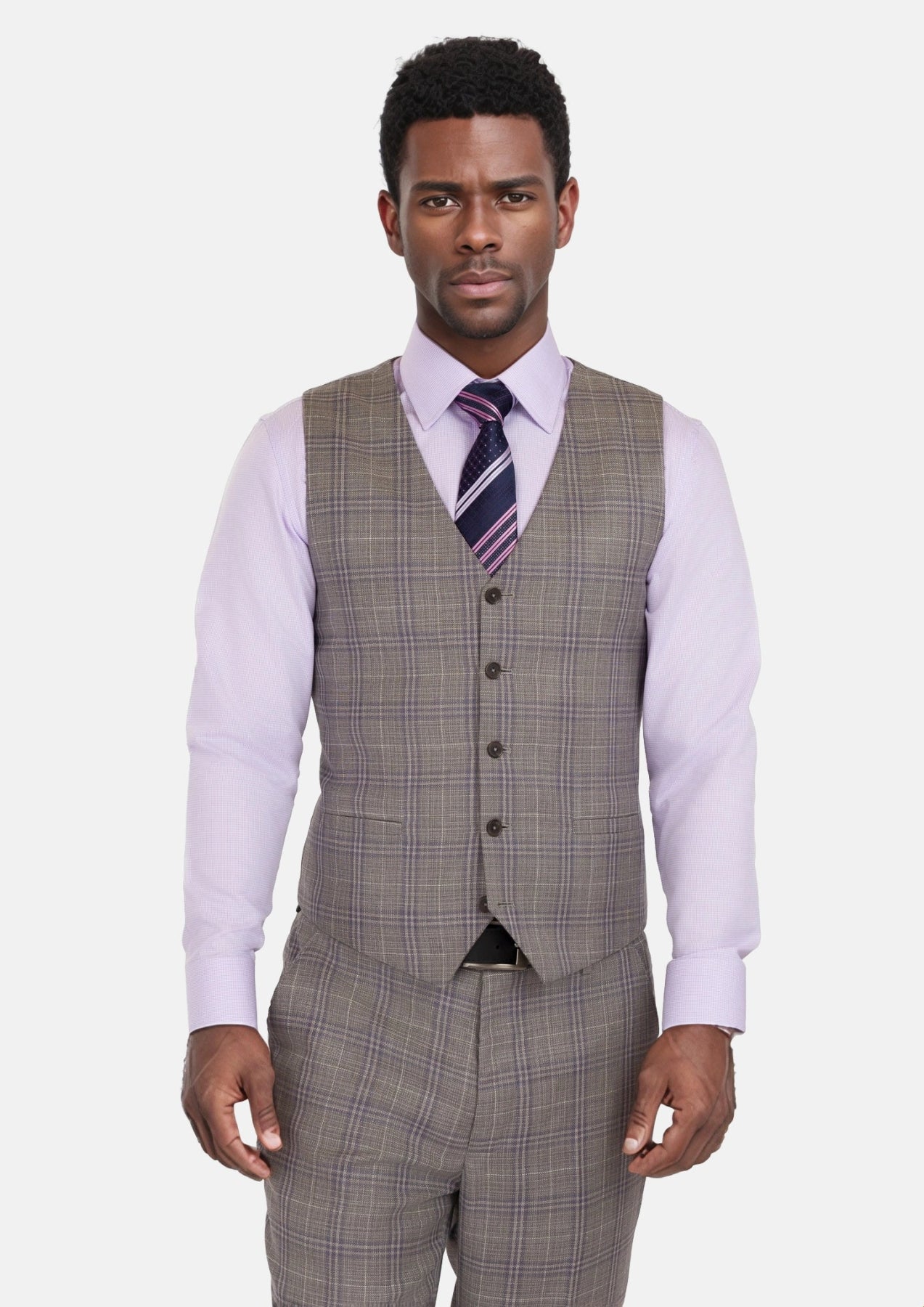 Nickel Grey Checked Vest - SARTORO