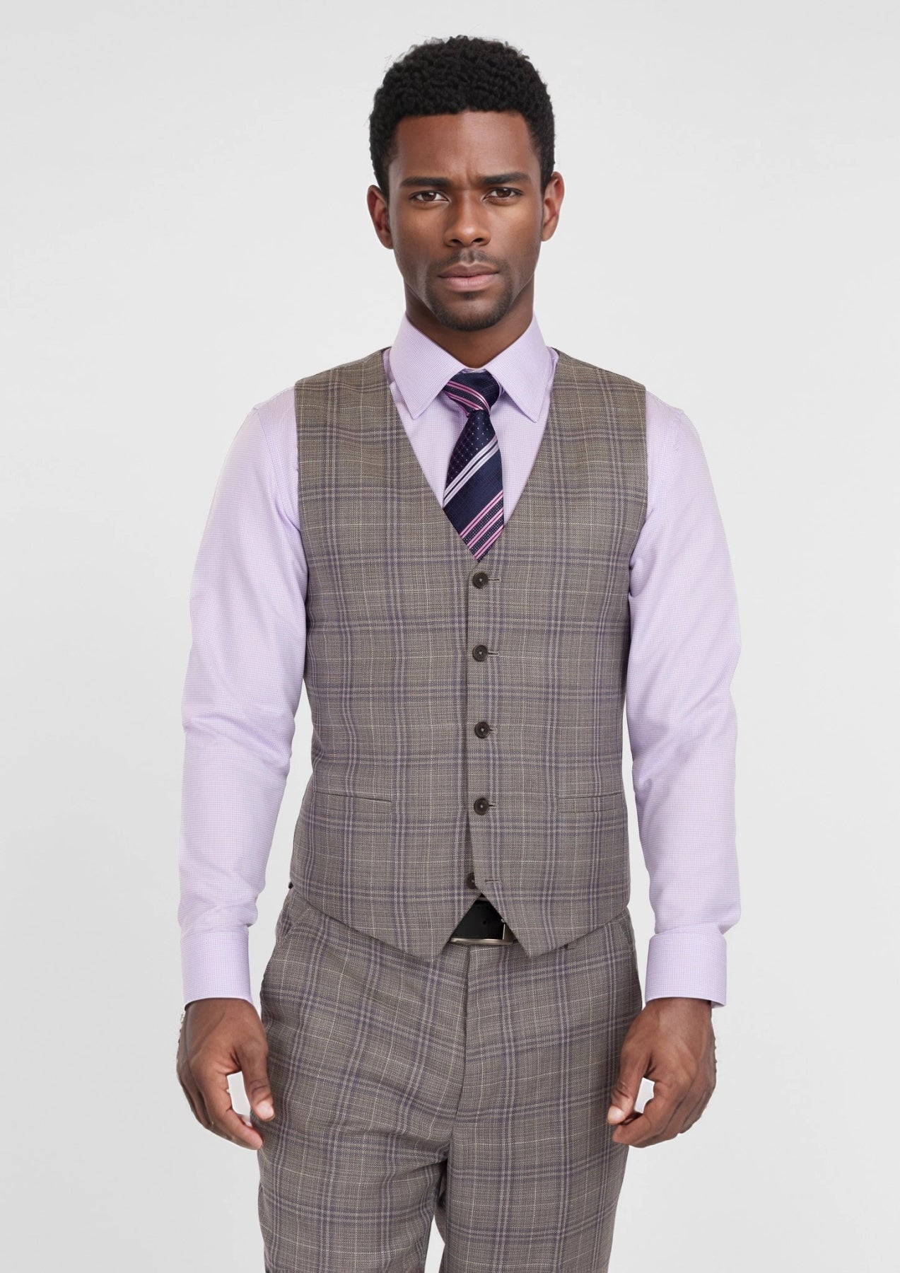 Nickel Grey Checked Vest - SARTORO