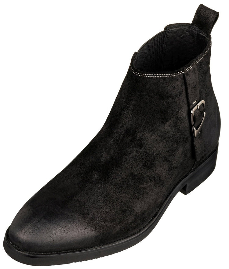 Nubuck Black Chelsea Ankle Boots - 3 Inches Taller - SARTORO531