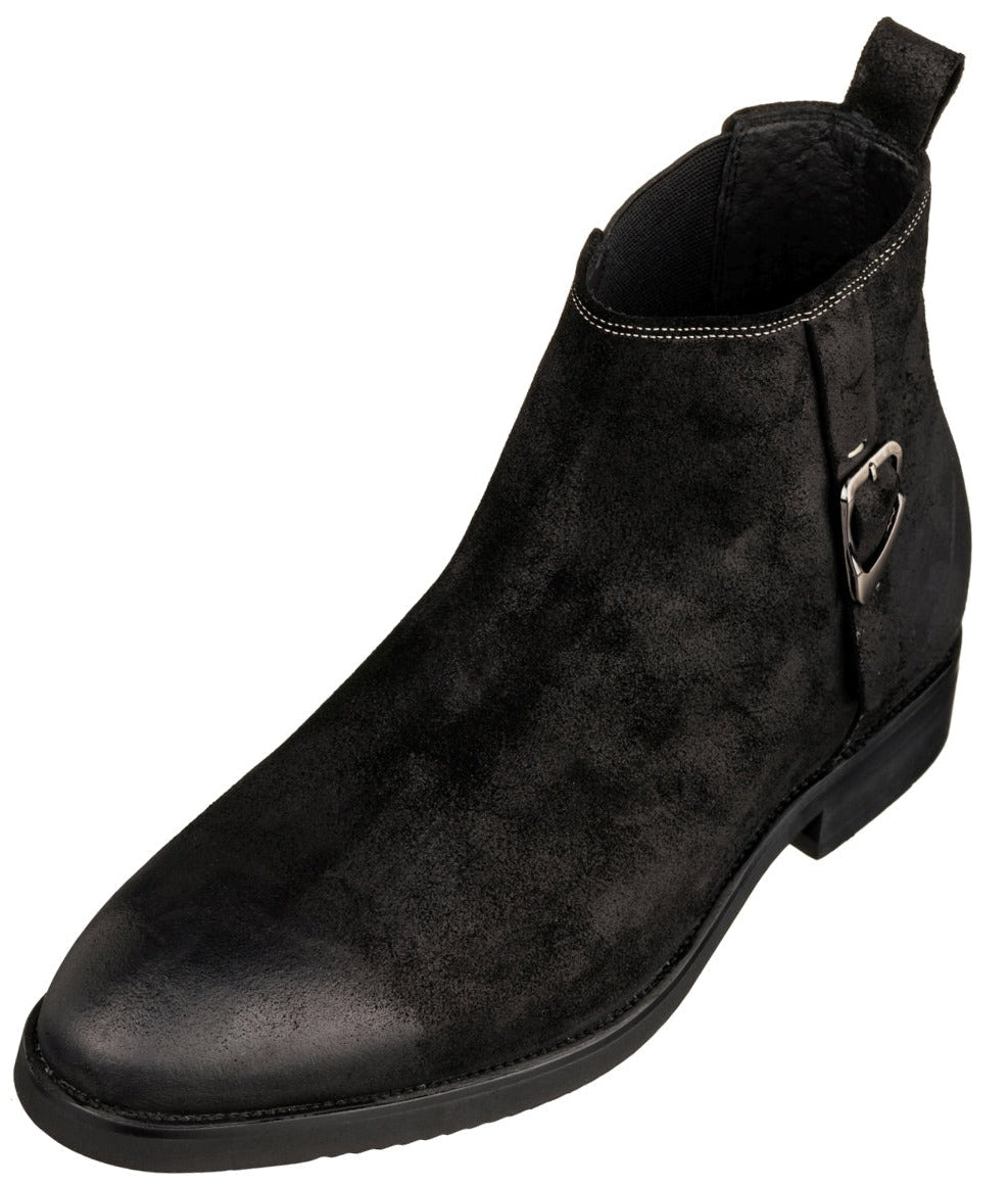 Nubuck Black Chelsea Ankle Boots - 3 Inches Taller - SARTORO935