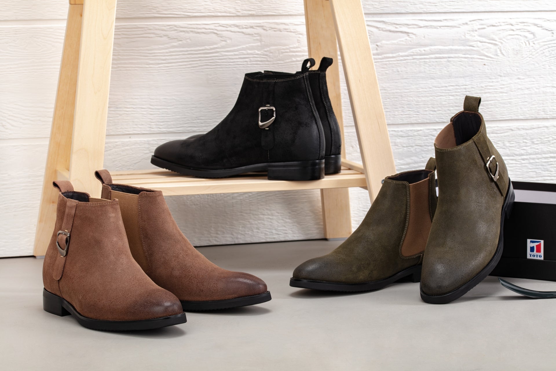 Nubuck Black Chelsea Ankle Boots - 3 Inches Taller - SARTORO454