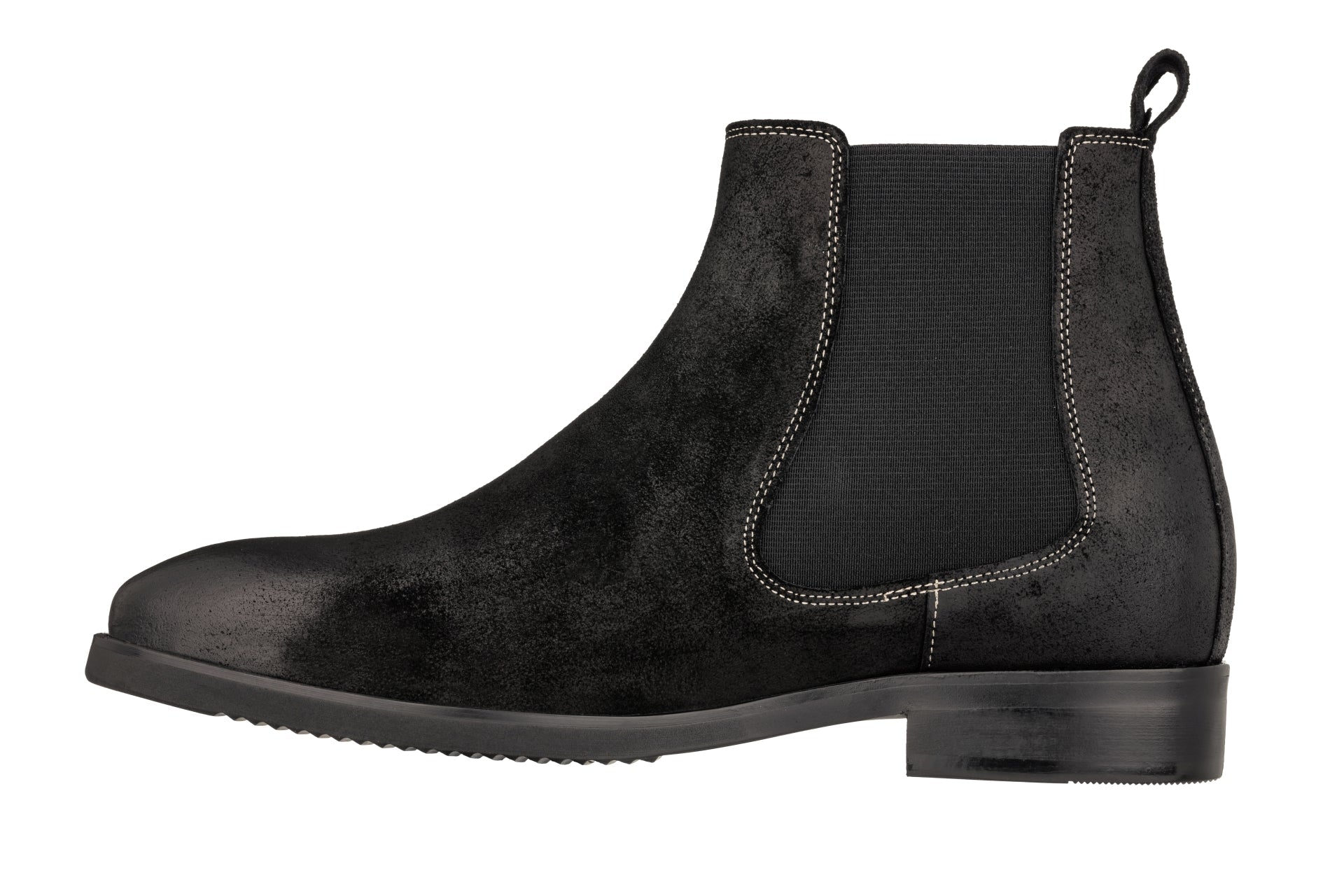 Nubuck Black Chelsea Ankle Boots - 3 Inches Taller - SARTORO221