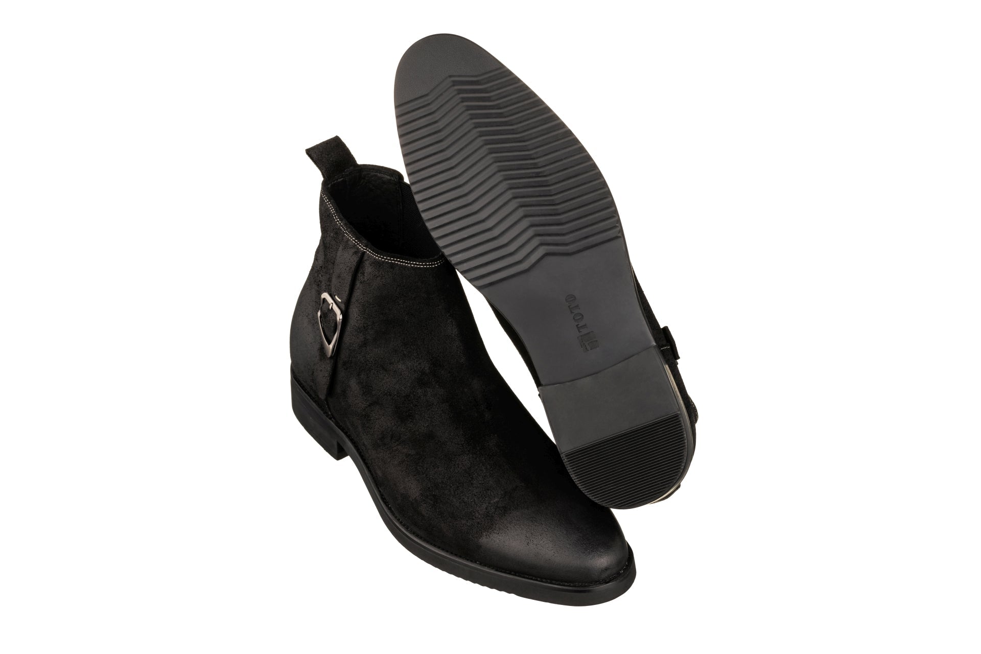 Nubuck Black Chelsea Ankle Boots - 3 Inches Taller - SARTORO540