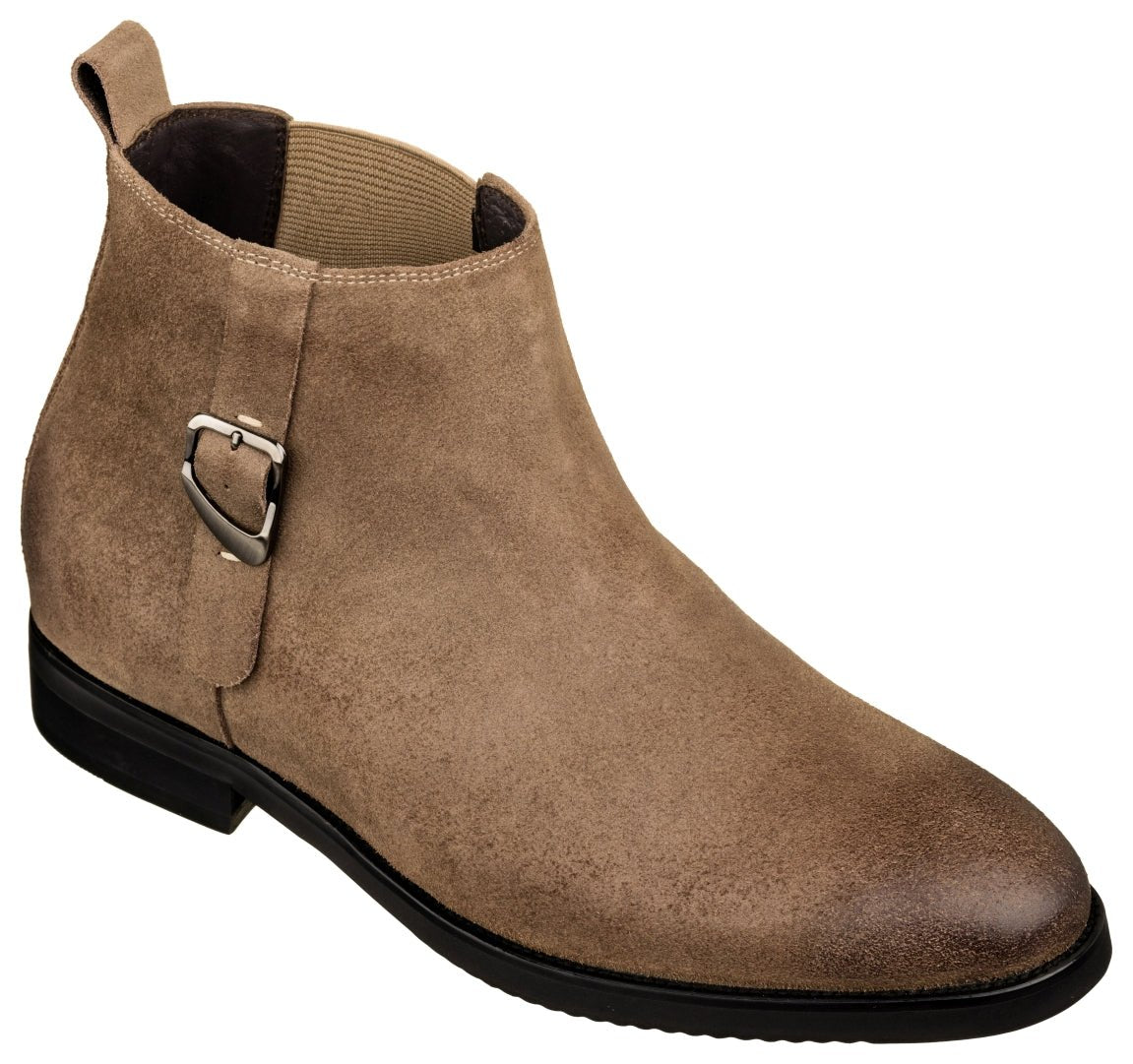 Nubuck Coffee Brown Chelsea Ankle Boots - 3 Inches Taller - SARTORO151