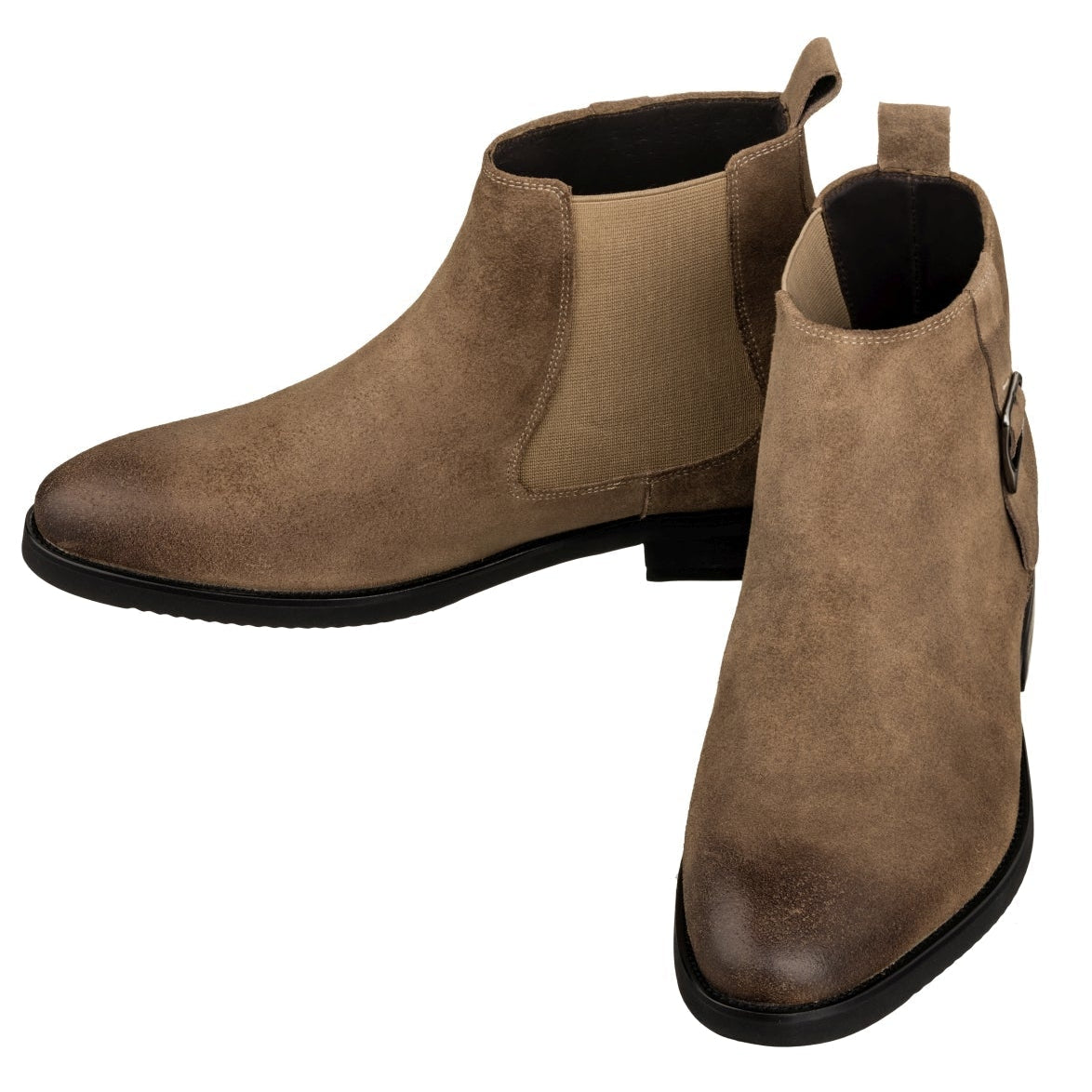 Nubuck Coffee Brown Chelsea Ankle Boots - 3 Inches Taller - SARTORO184
