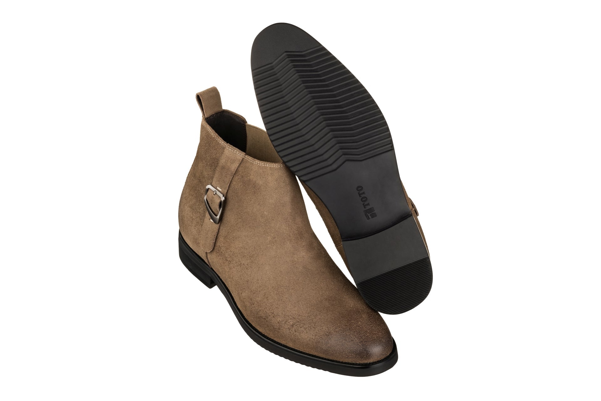 Nubuck Coffee Brown Chelsea Ankle Boots - 3 Inches Taller - SARTORO552
