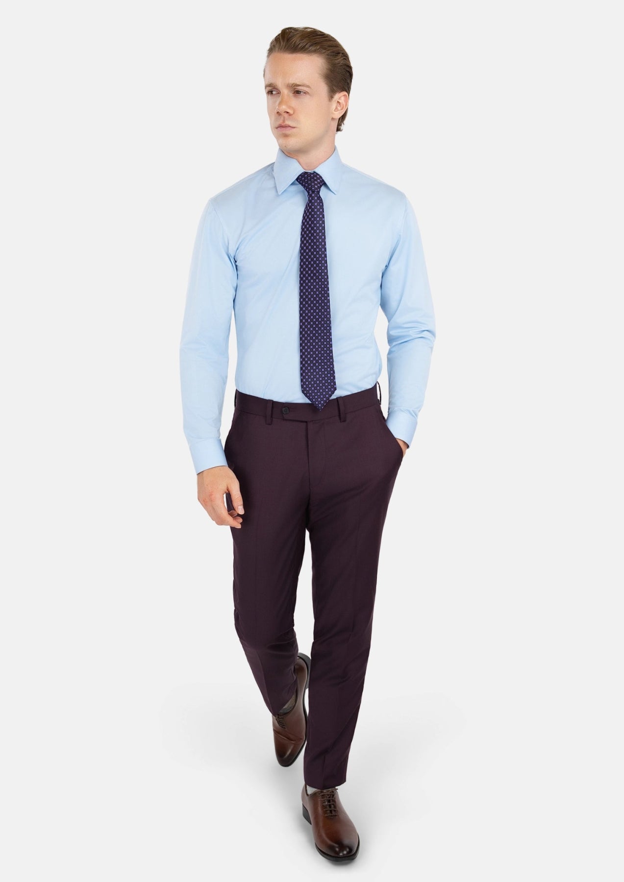 Obsidian Purple Italian Wool Pants - SARTORO