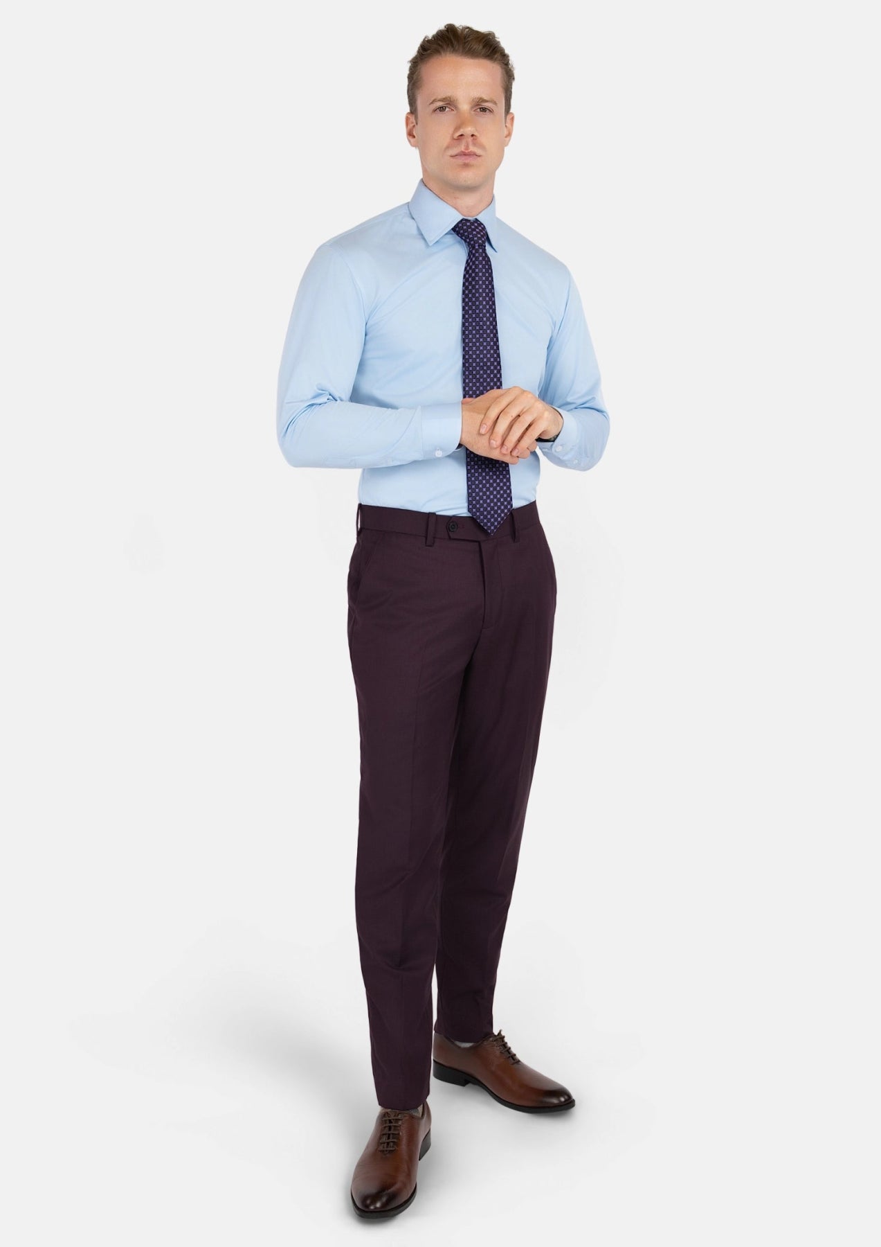 Obsidian Purple Italian Wool Pants - SARTORO