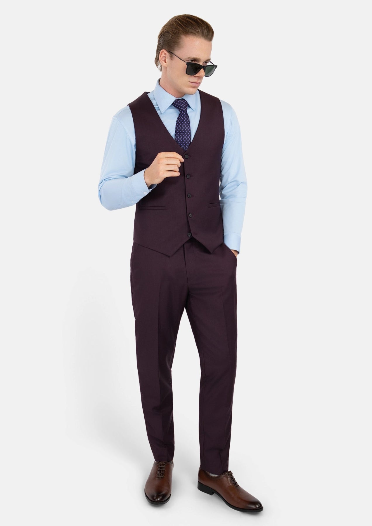 Obsidian Purple Italian Wool Vest - SARTORO