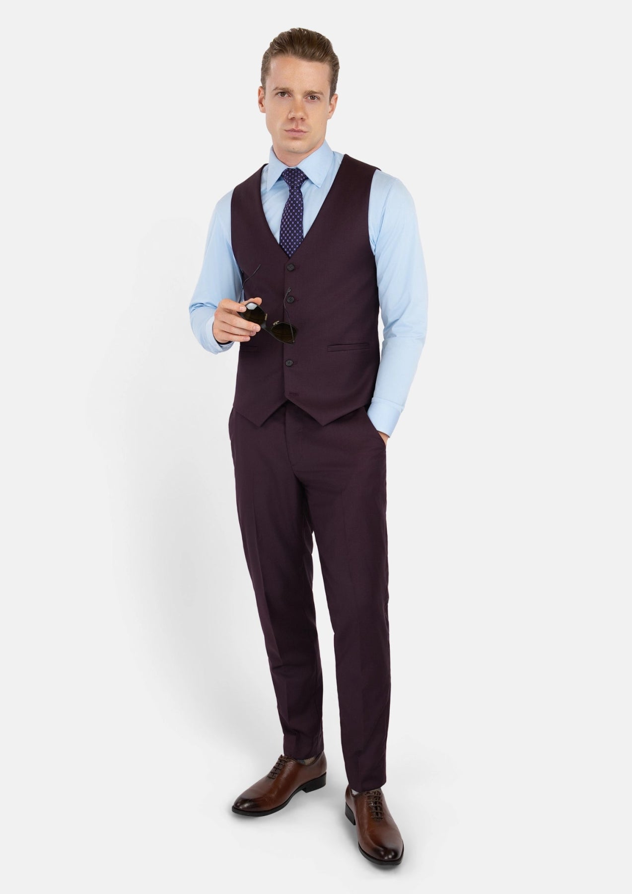 Obsidian Purple Italian Wool Vest - SARTORO