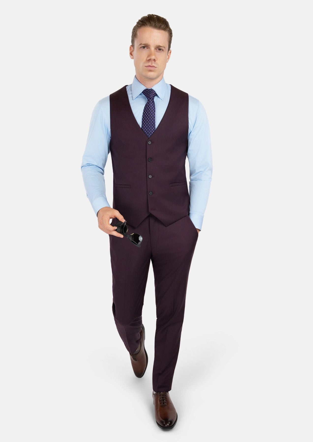 Obsidian Purple Italian Wool Vest - SARTORO