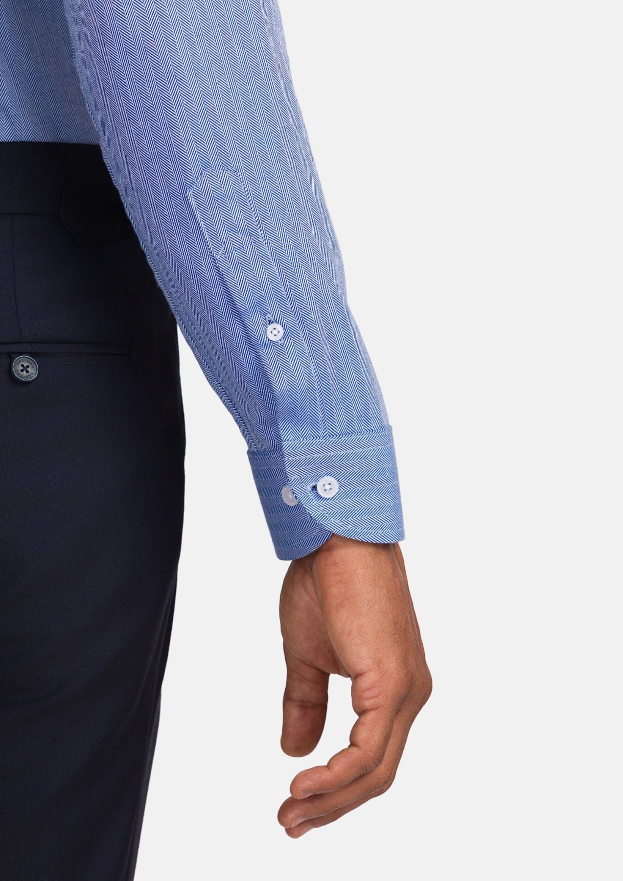Ocean Blue Herringbone Shirt - SARTORO