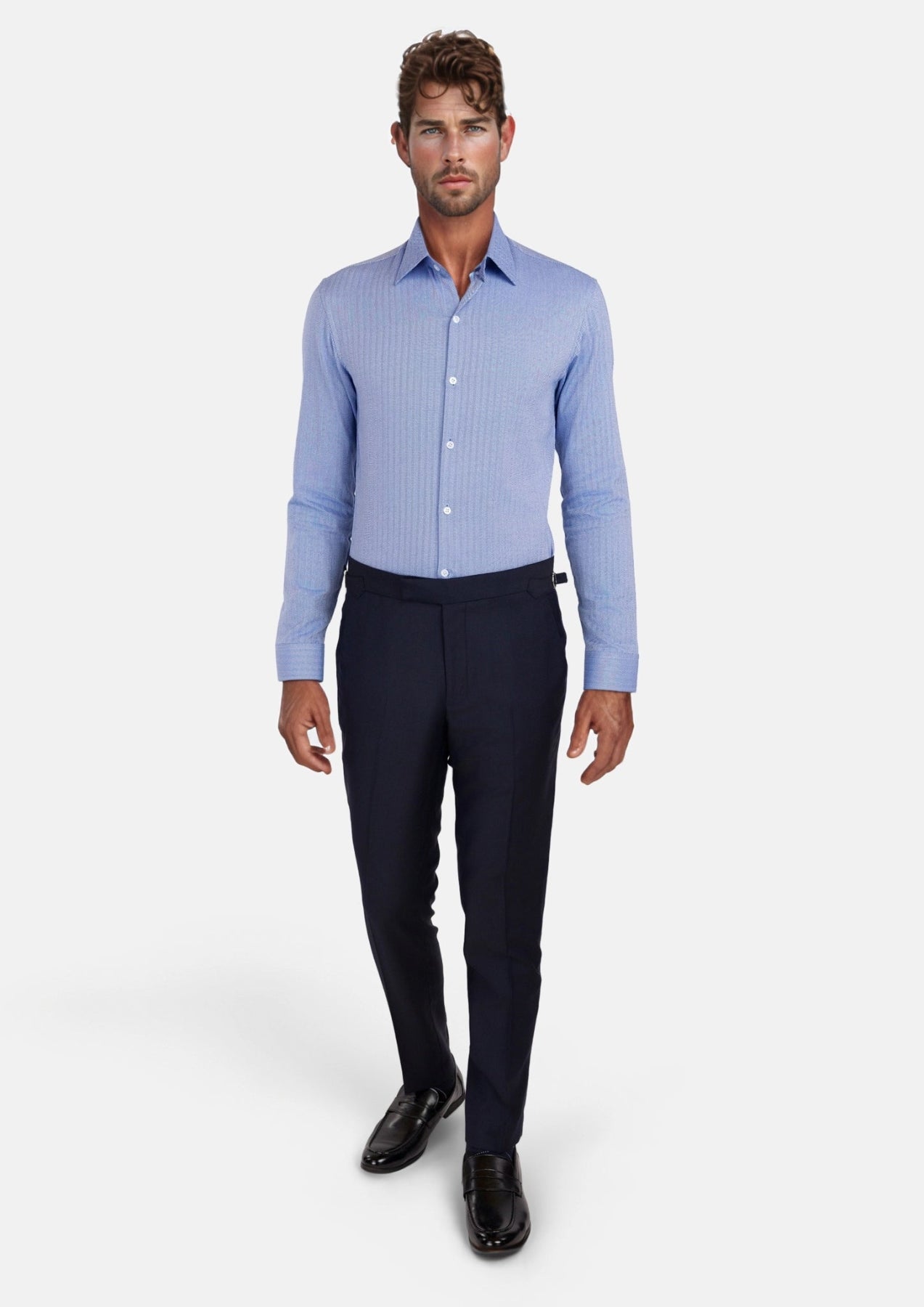 Ocean Blue Herringbone Shirt - SARTORO