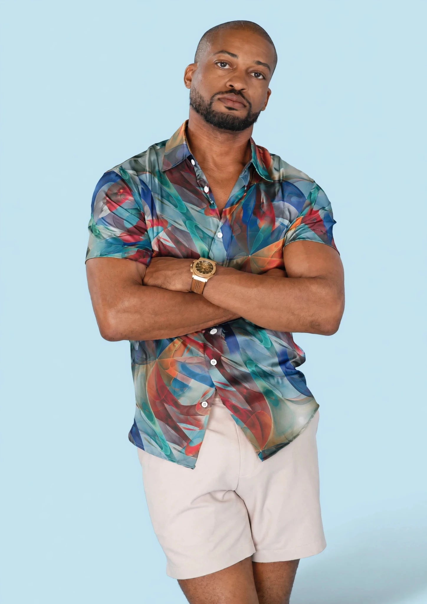 Ocean Swirl Silk Shirt - SARTORO514