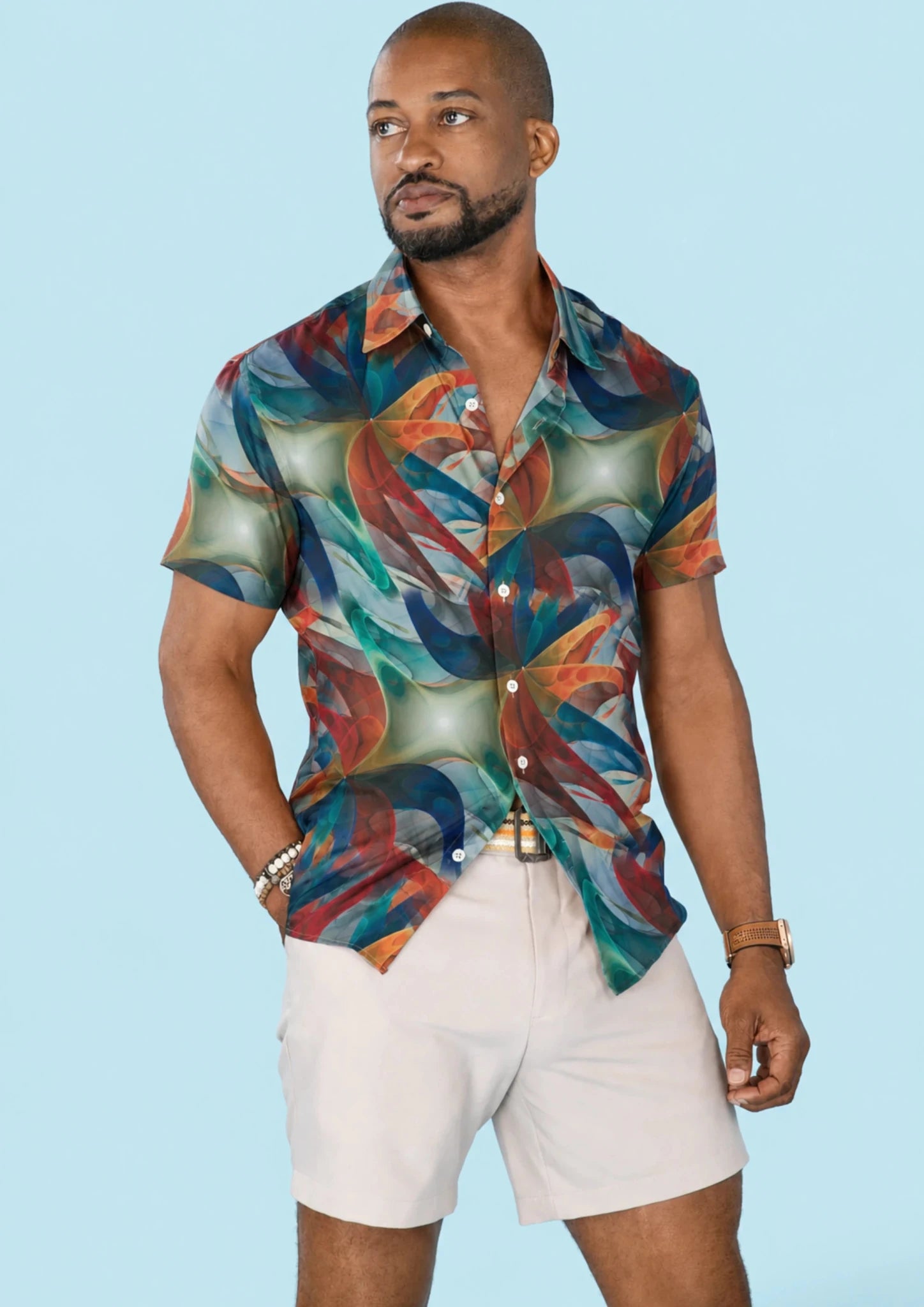 Ocean Swirl Silk Shirt621
