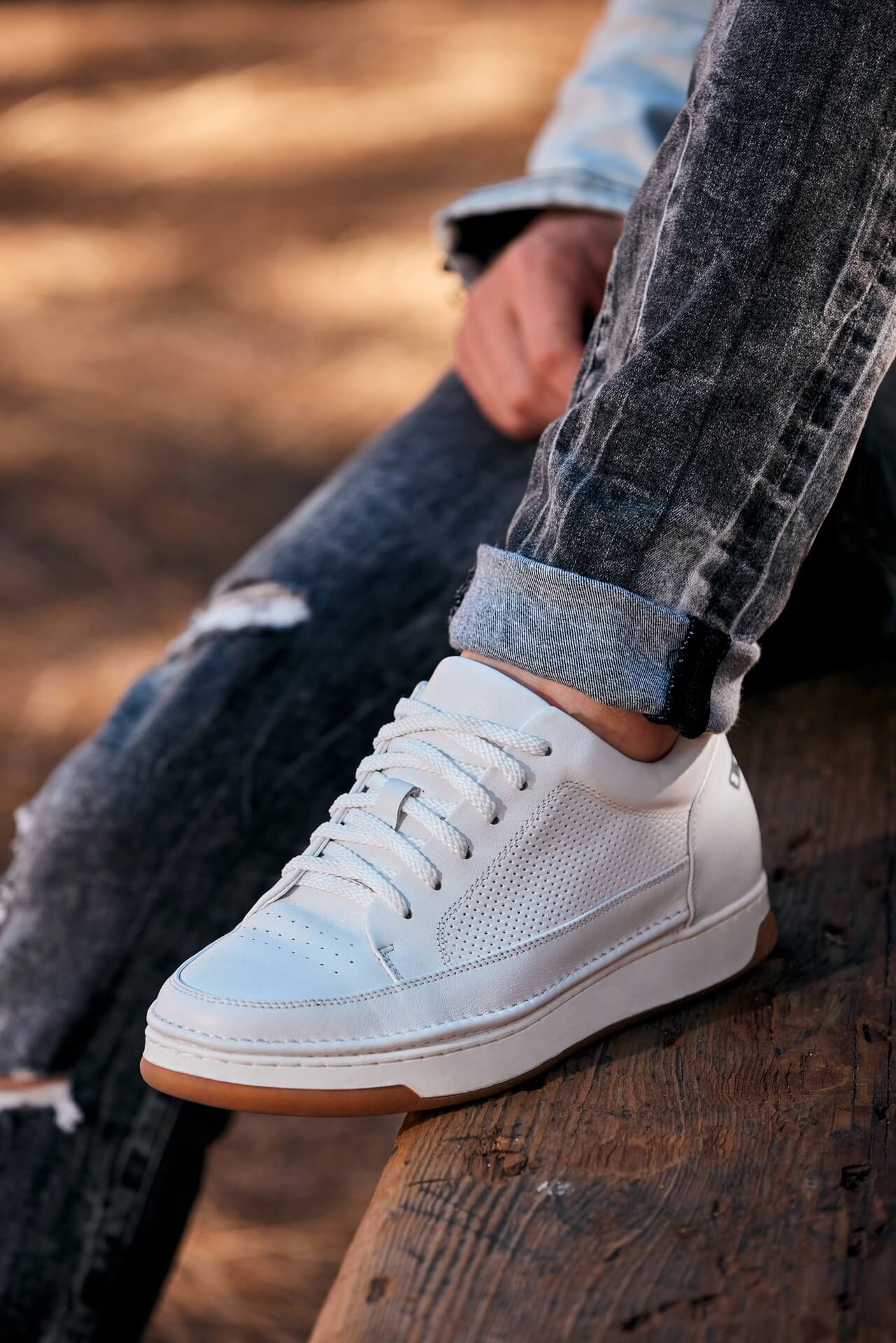 Off-White & Gum Sole Elevated Micro-Perforated Leather Sneakers - 292