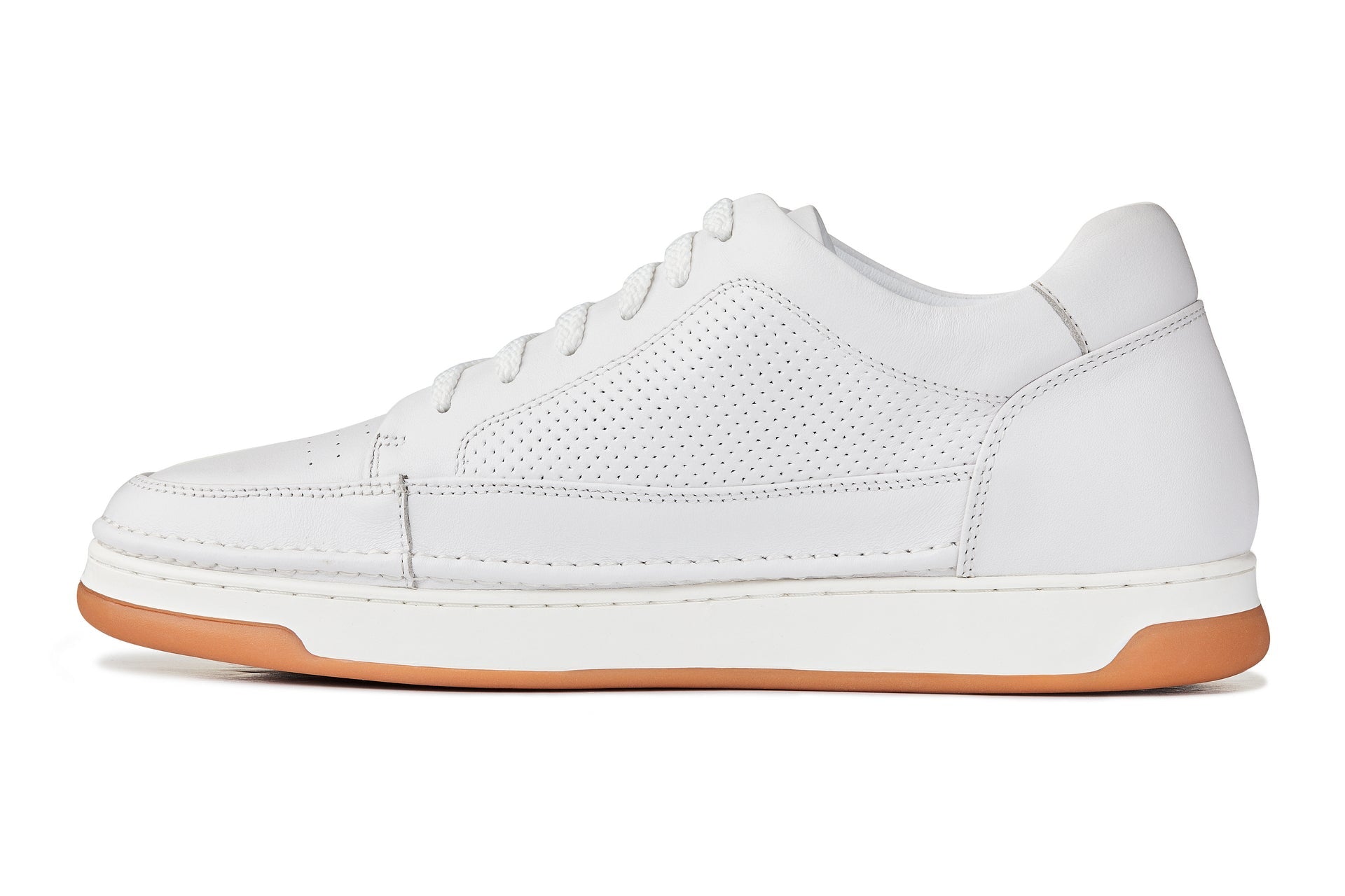 Off-White & Gum Sole Elevated Micro-Perforated Leather Sneakers - 2300