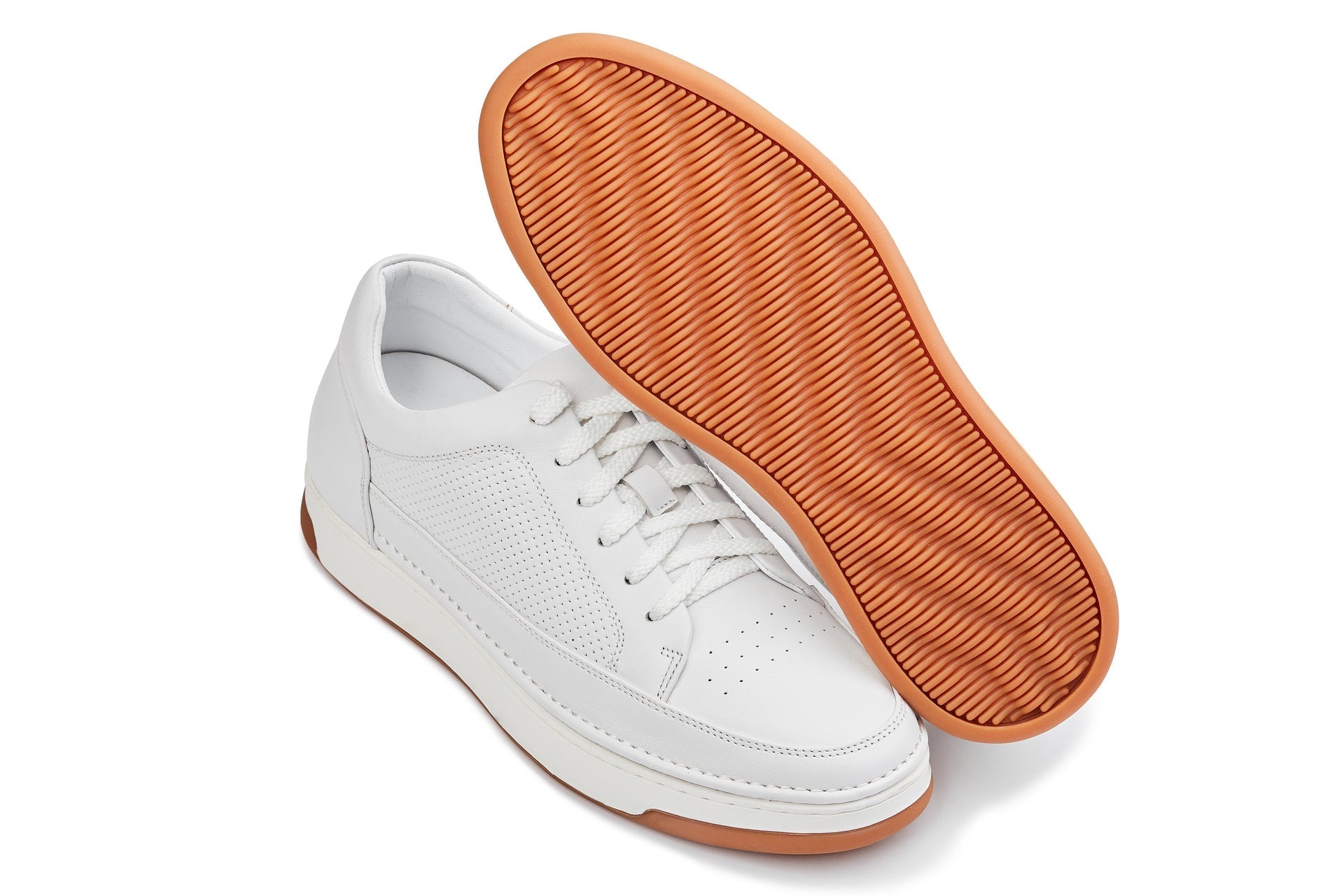 Off-White & Gum Sole Elevated Micro-Perforated Leather Sneakers - 2886