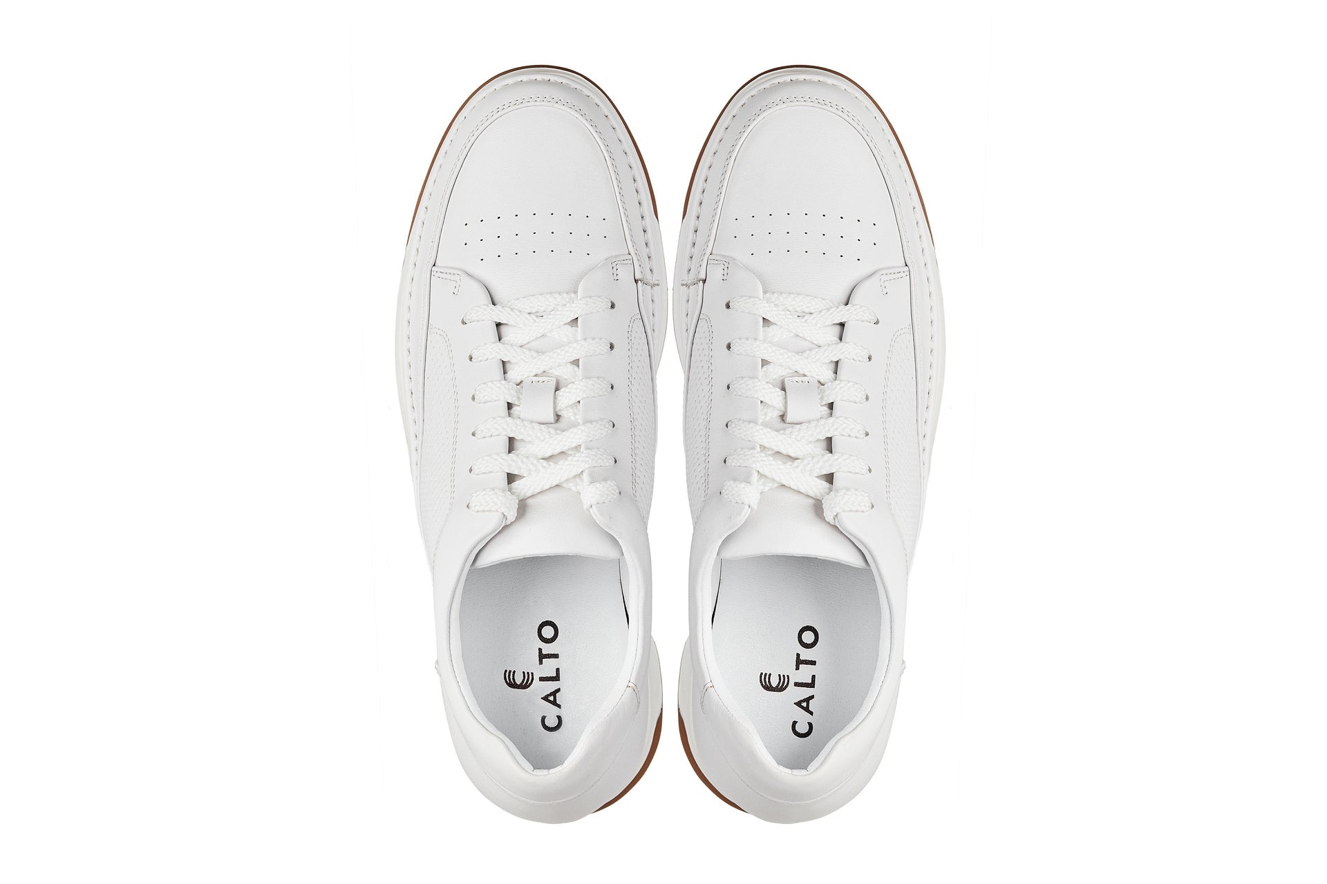Off-White & Gum Sole Elevated Micro-Perforated Leather Sneakers - 2523