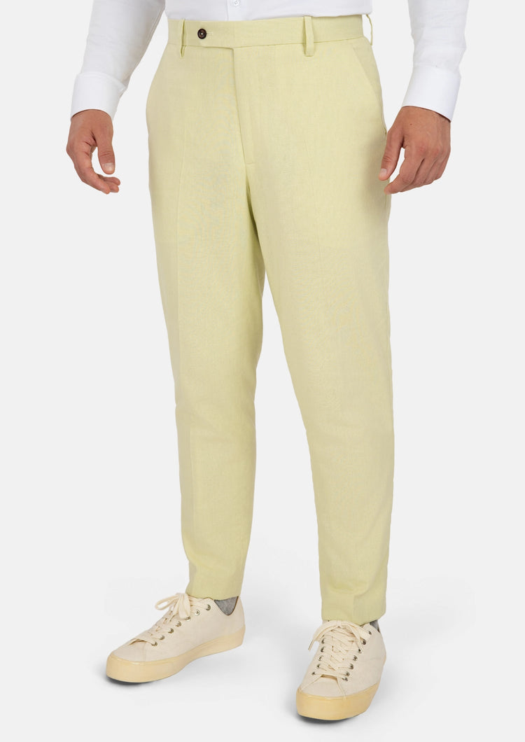 Olive Cream Linen Blend Pants - SARTORO753
