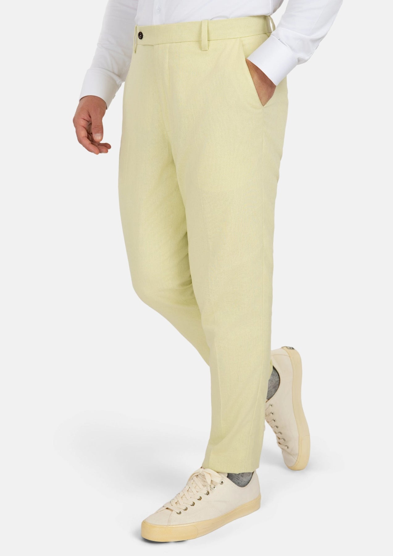 Olive Cream Linen Blend Pants