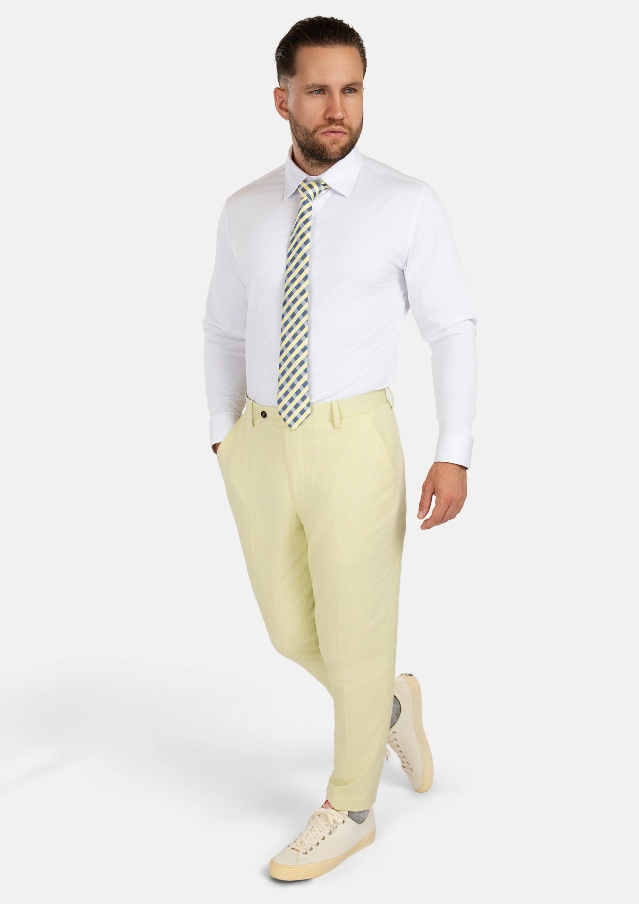 Olive Cream Linen Blend Pants