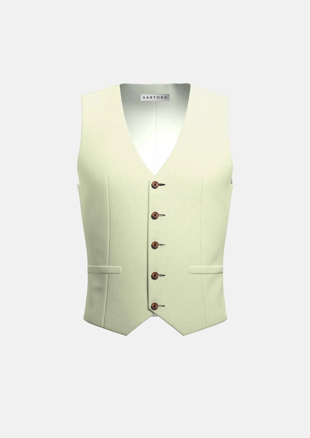 Olive Cream Linen Blend Vest - SARTORO