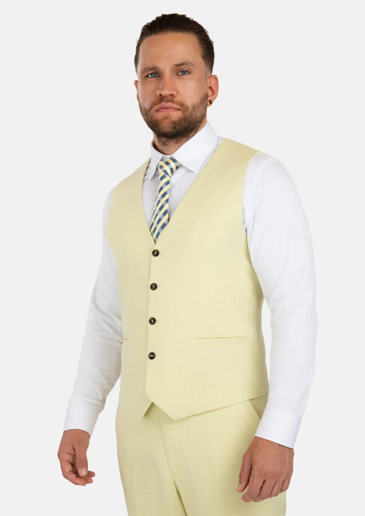 Olive Cream Linen Blend Vest