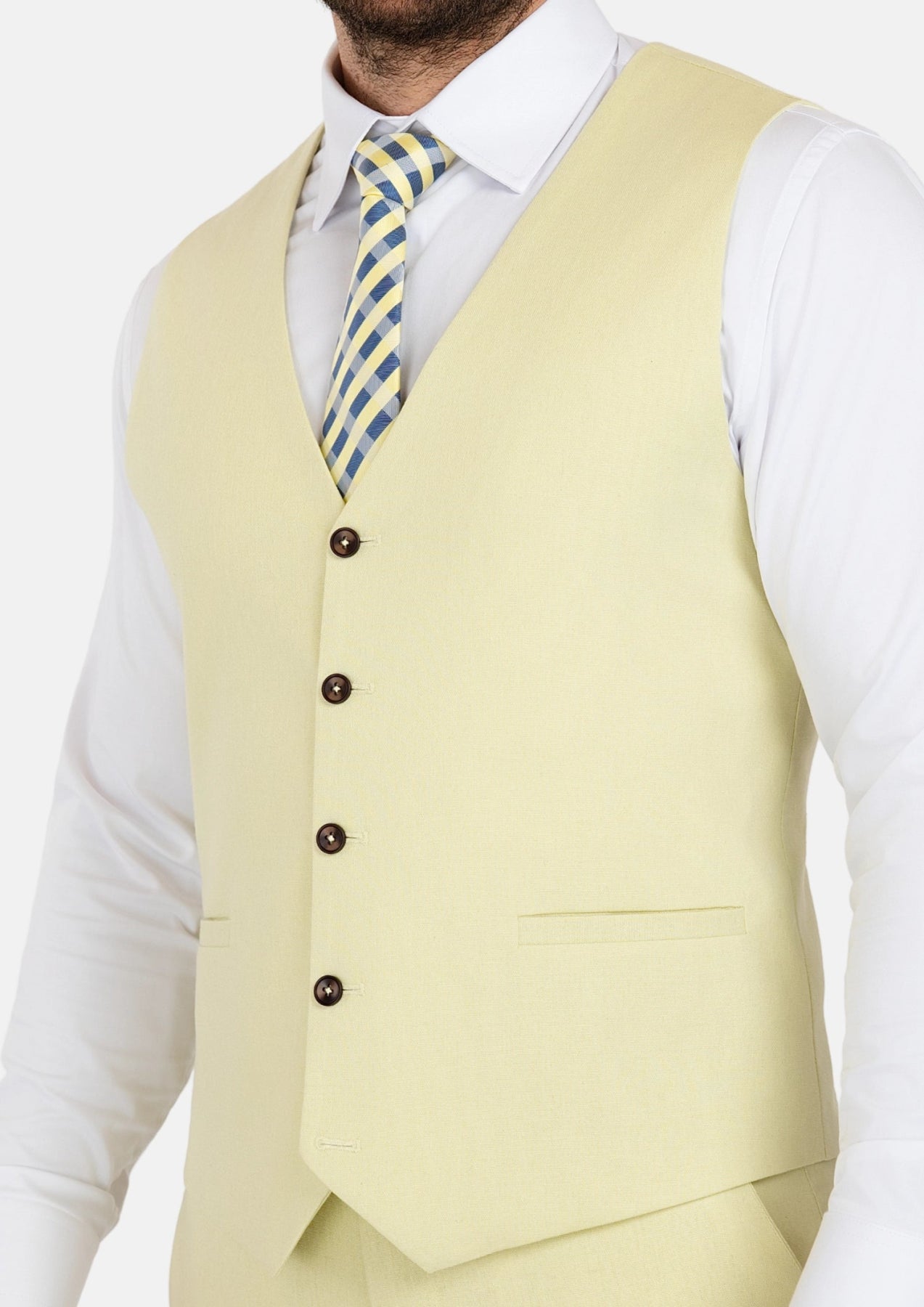 Olive Cream Linen Blend Vest