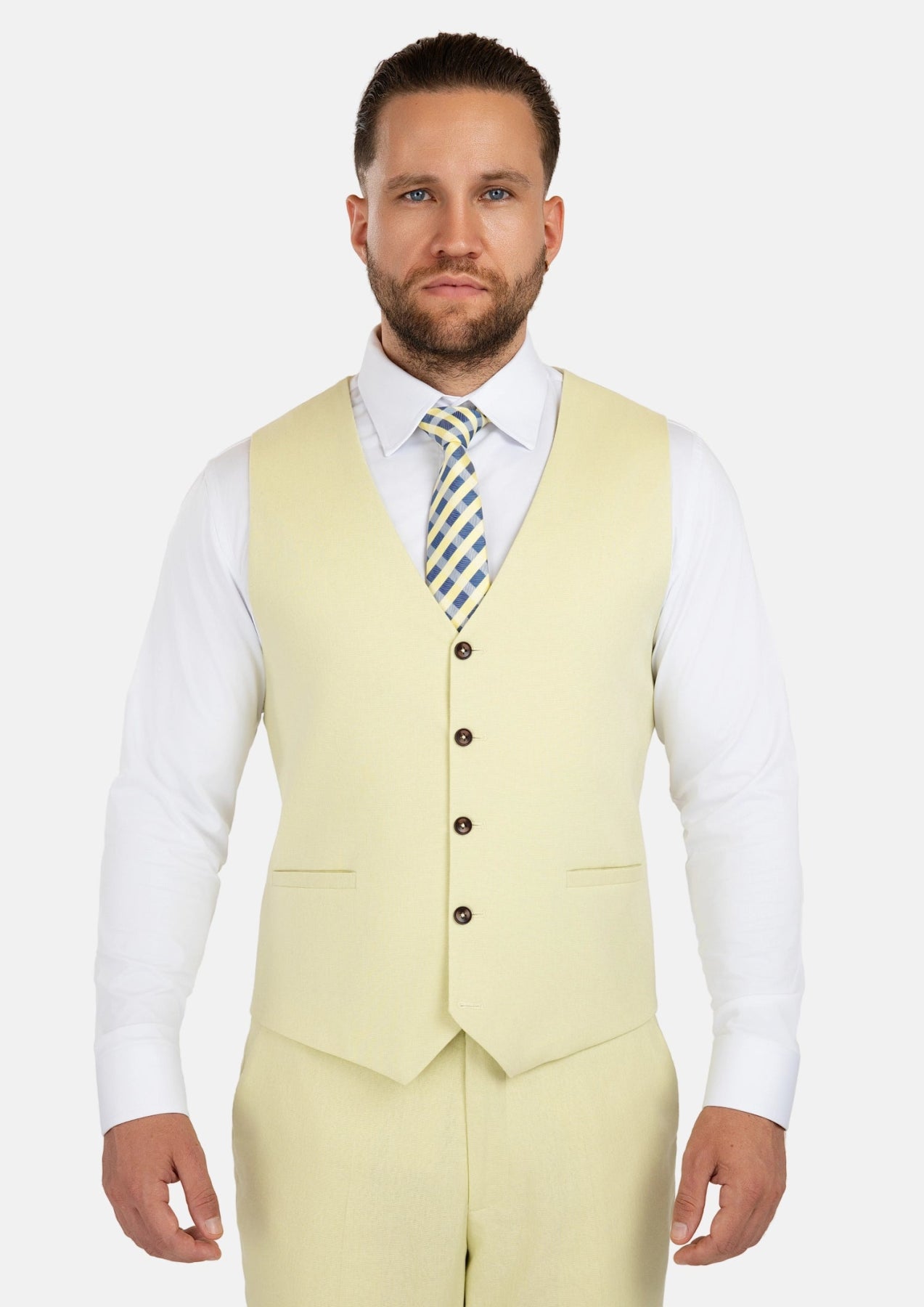 Olive Cream Linen Blend Vest