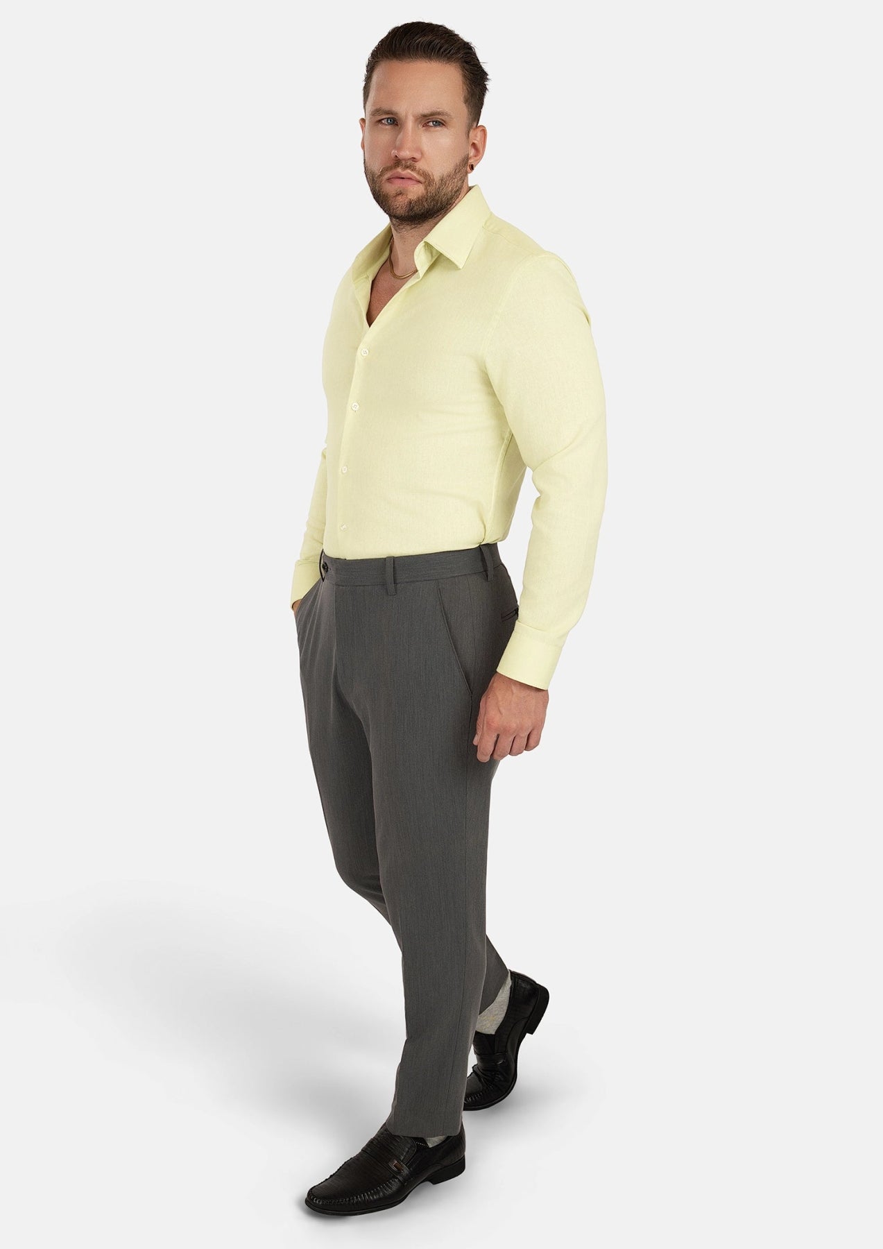 Olive Cream Linen Shirt - SARTORO