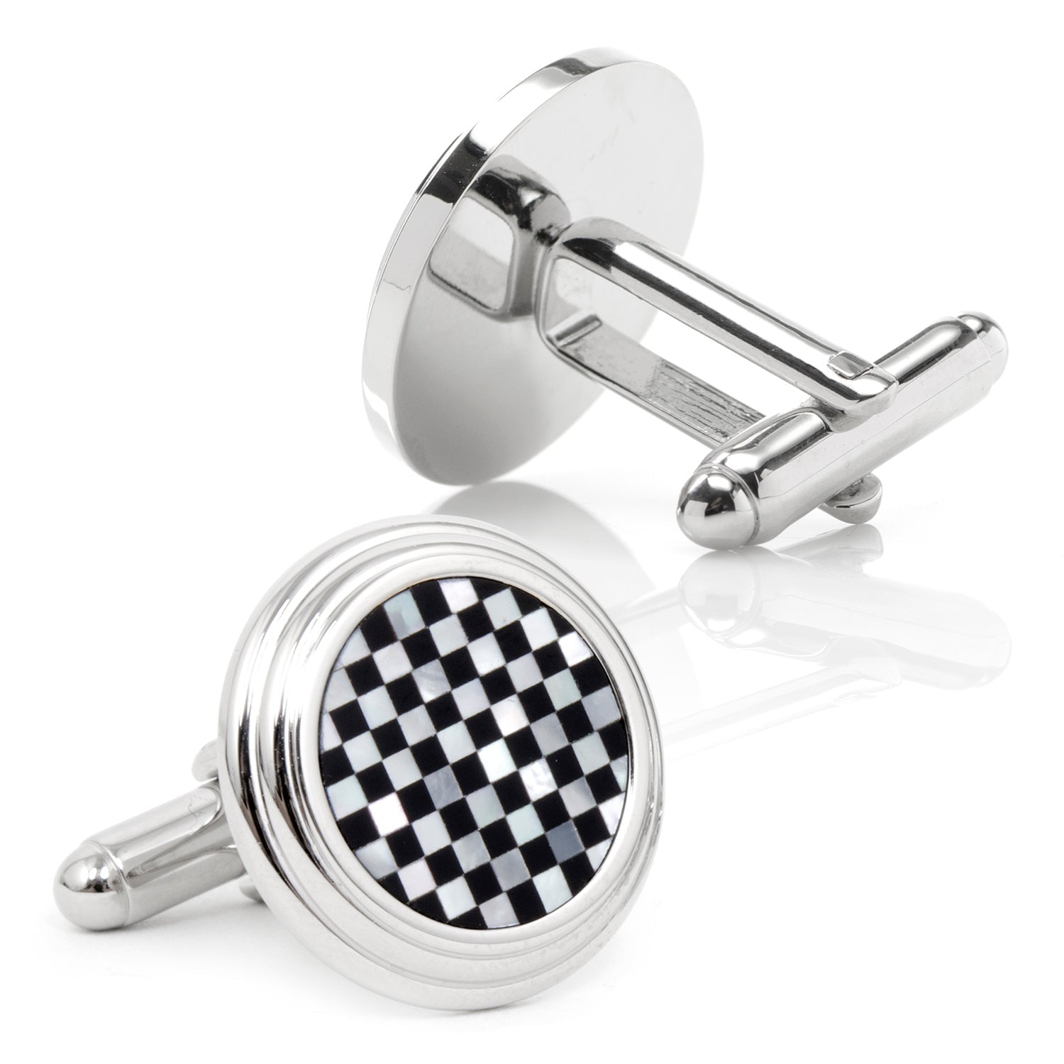 Onyx and Mother of Pearl Checker 5-Stud Set - SARTORO381