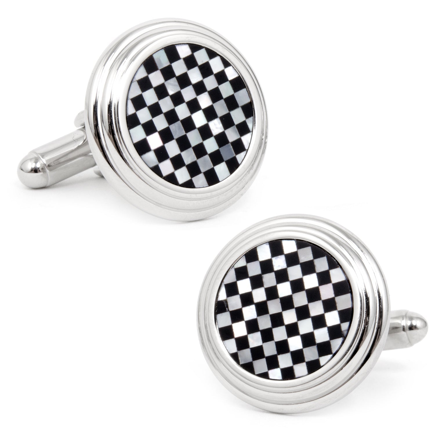 Onyx and Mother of Pearl Checker 5-Stud Set - SARTORO515