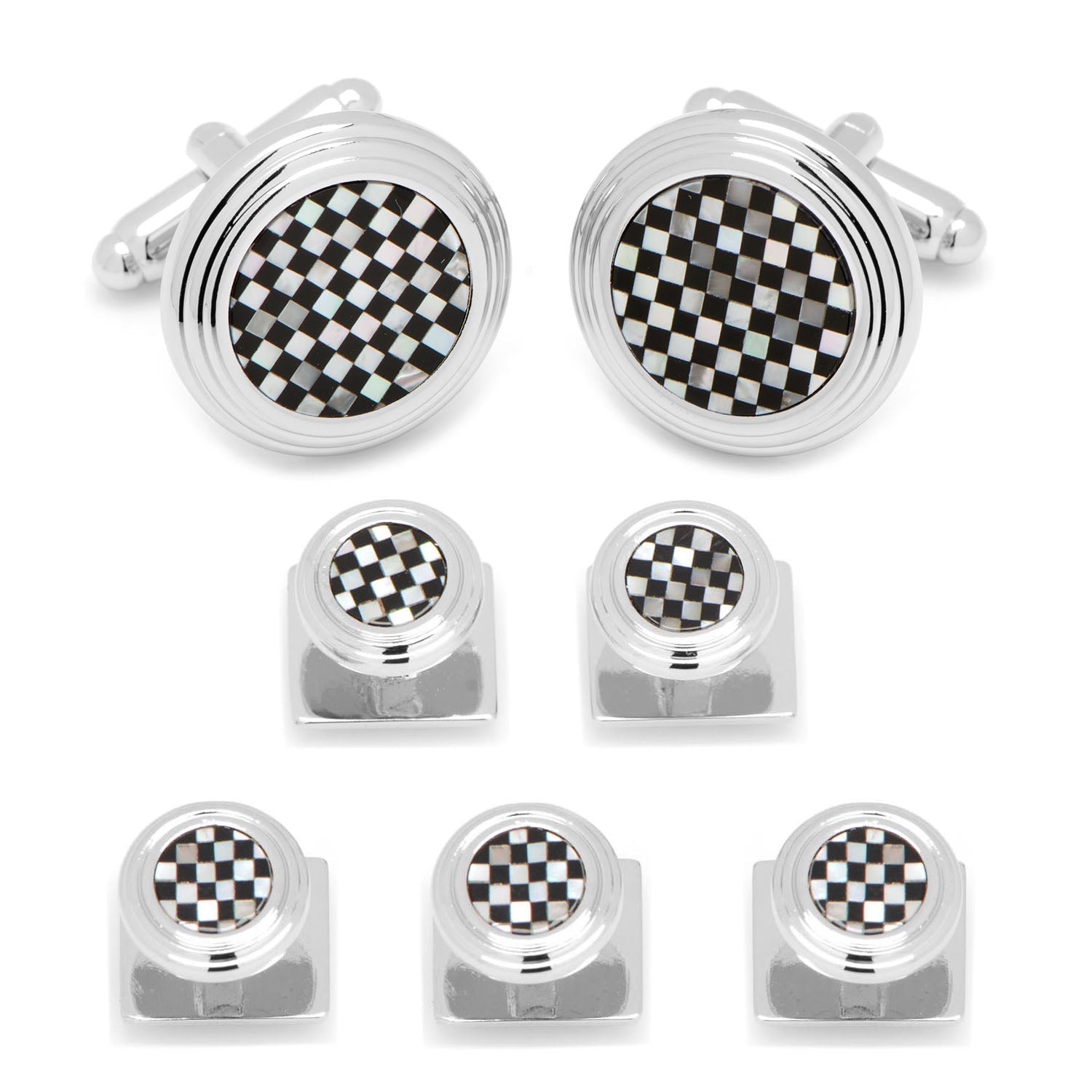 Onyx and Mother of Pearl Checker 5-Stud Set51