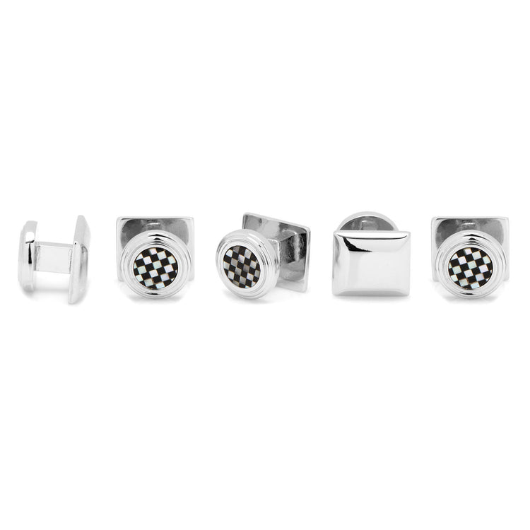 Onyx and Mother of Pearl Checker 5-Stud Set - SARTORO683