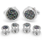 Onyx and Mother of Pearl Checker 5-Stud Set - SARTORO942
