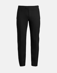 Black pants on a light gray background