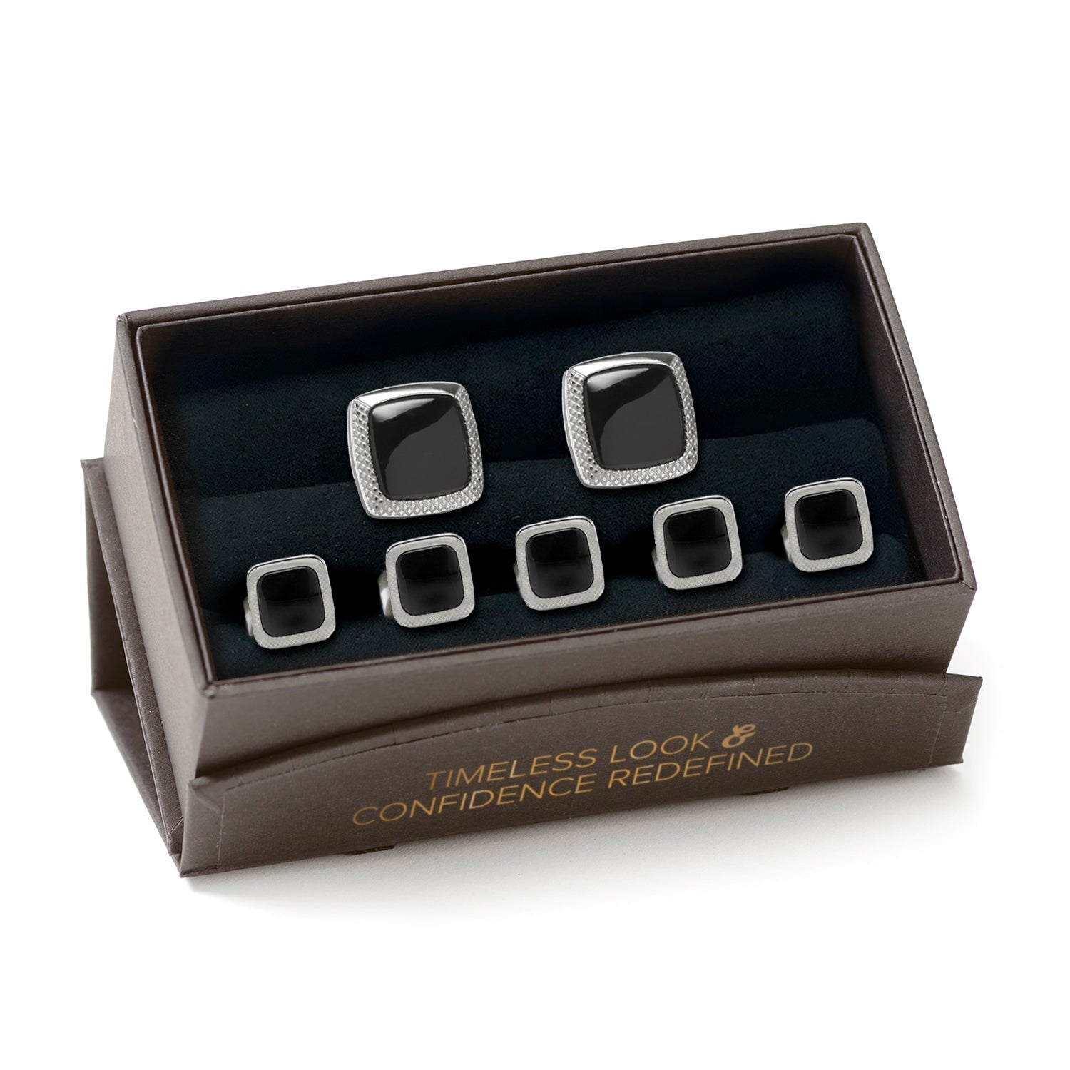Onyx Cushion Stainless Steel 5-Stud Set - SARTORO970