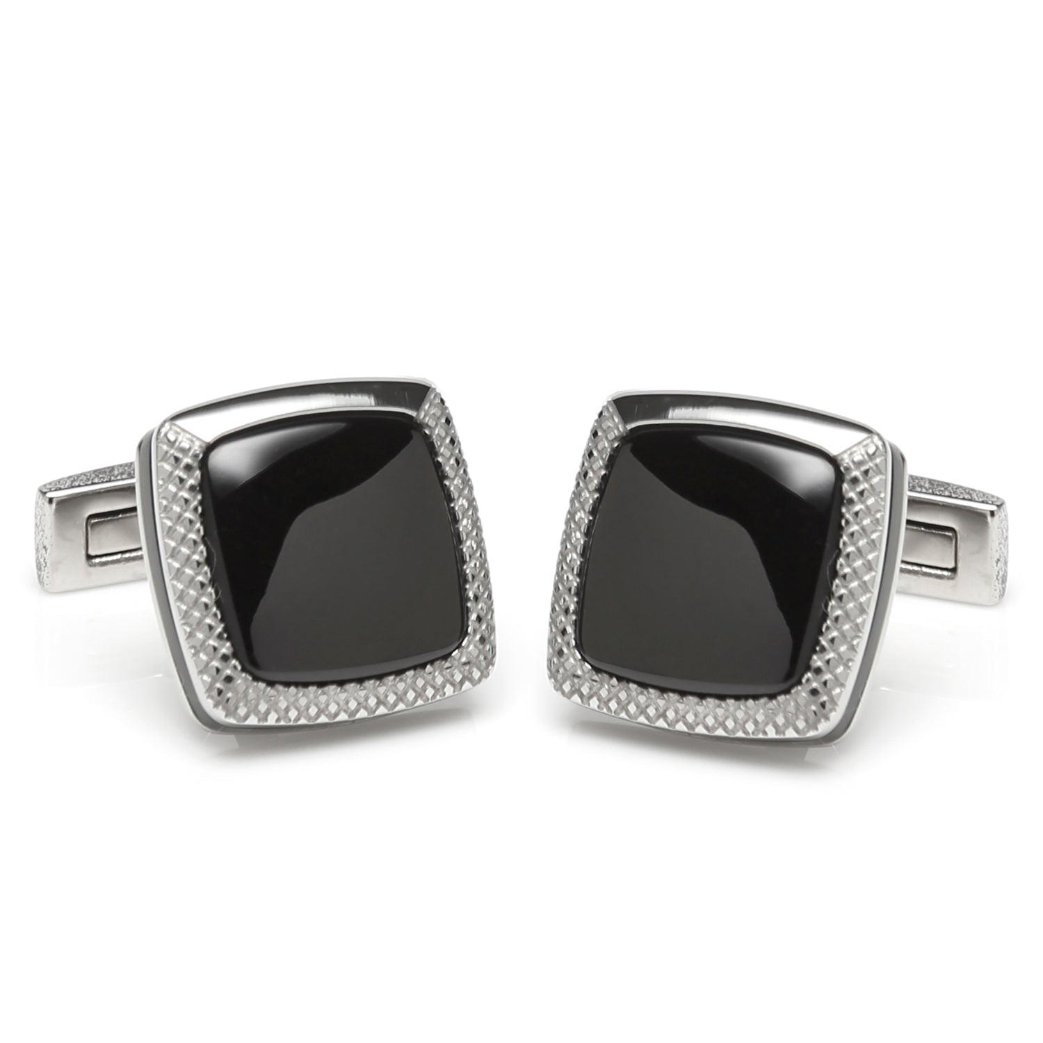 Onyx Cushion Stainless Steel Cufflinks - SARTORO726