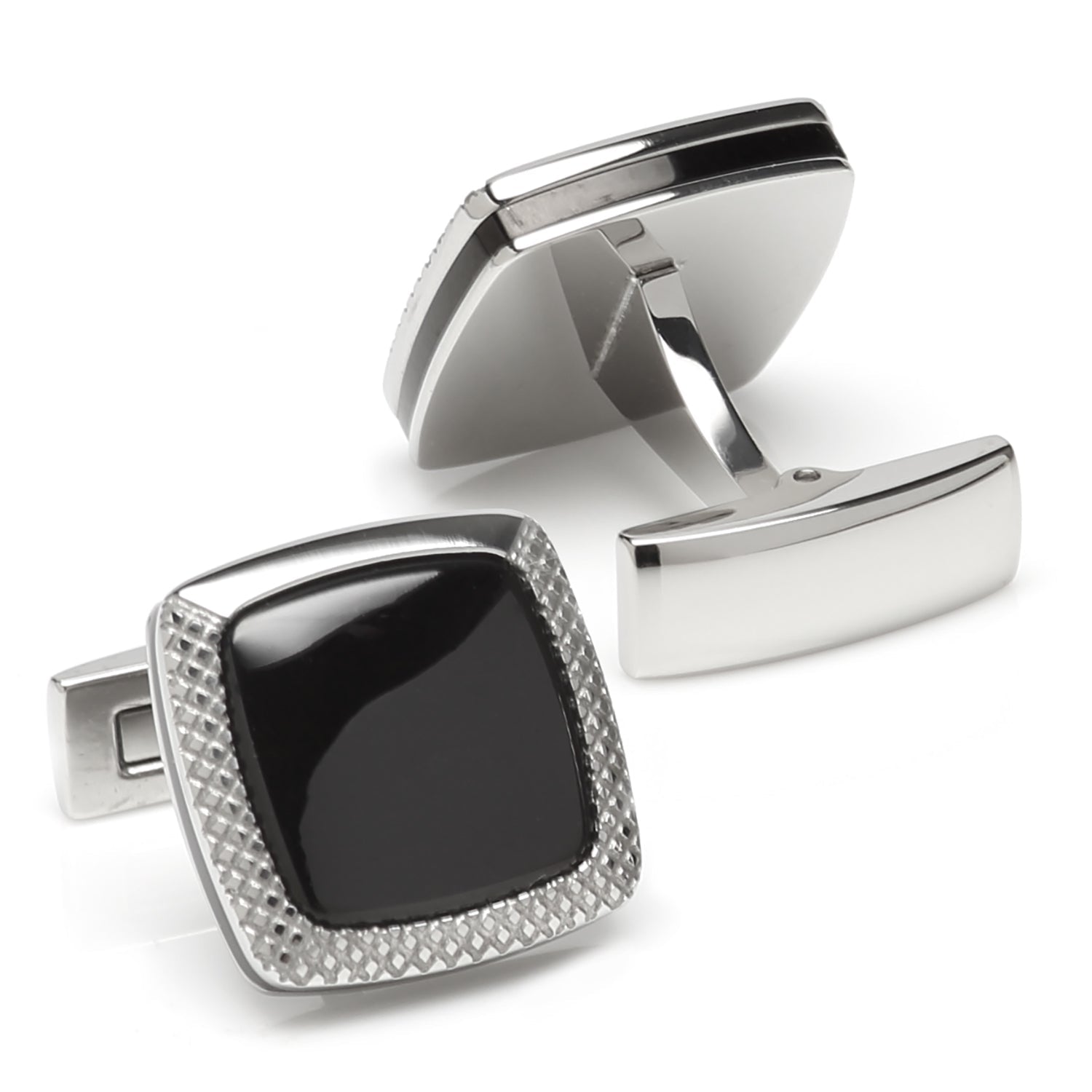 Onyx Cushion Stainless Steel Cufflinks - SARTORO2