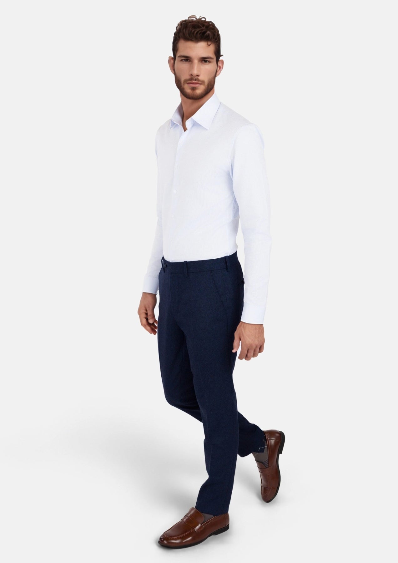 Oxford Blue Flannel Pants - SARTORO