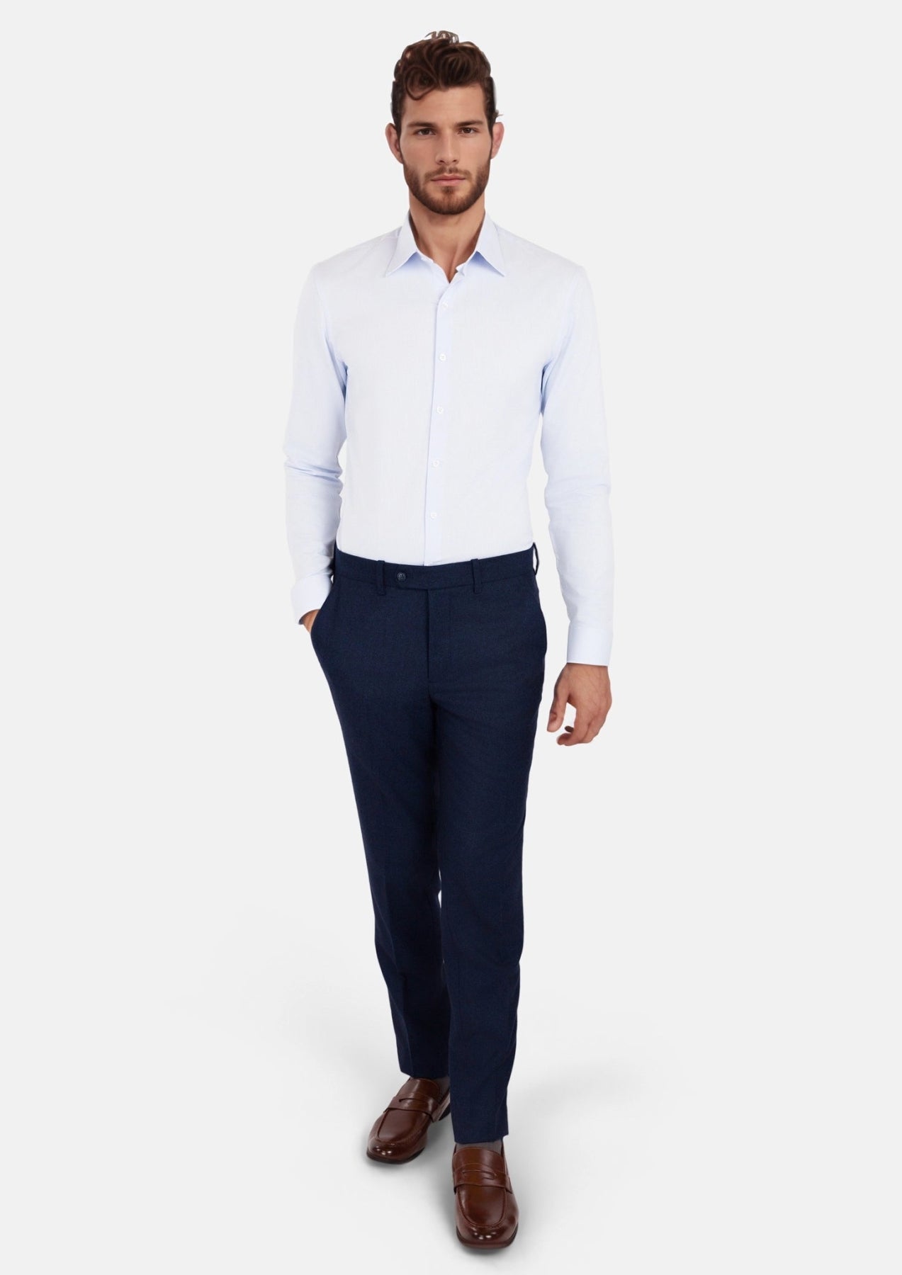 Oxford Blue Flannel Pants - SARTORO