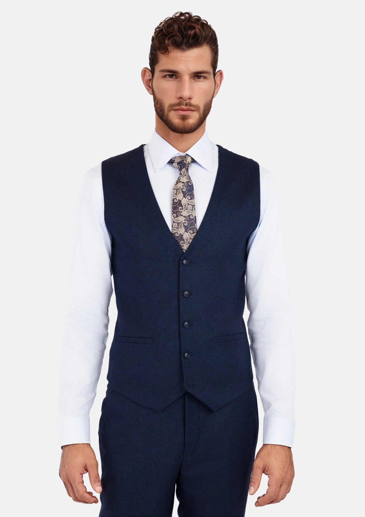 Oxford Blue Flannel Vest - SARTORO