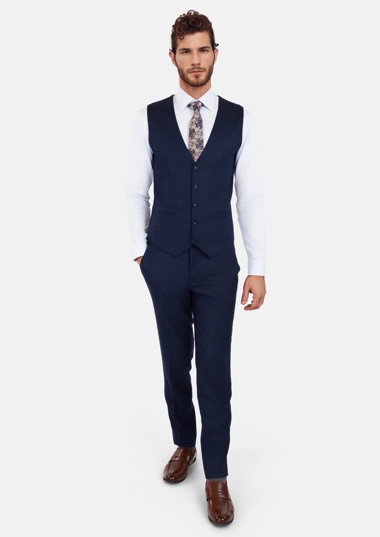 Oxford Blue Flannel Vest - SARTORO