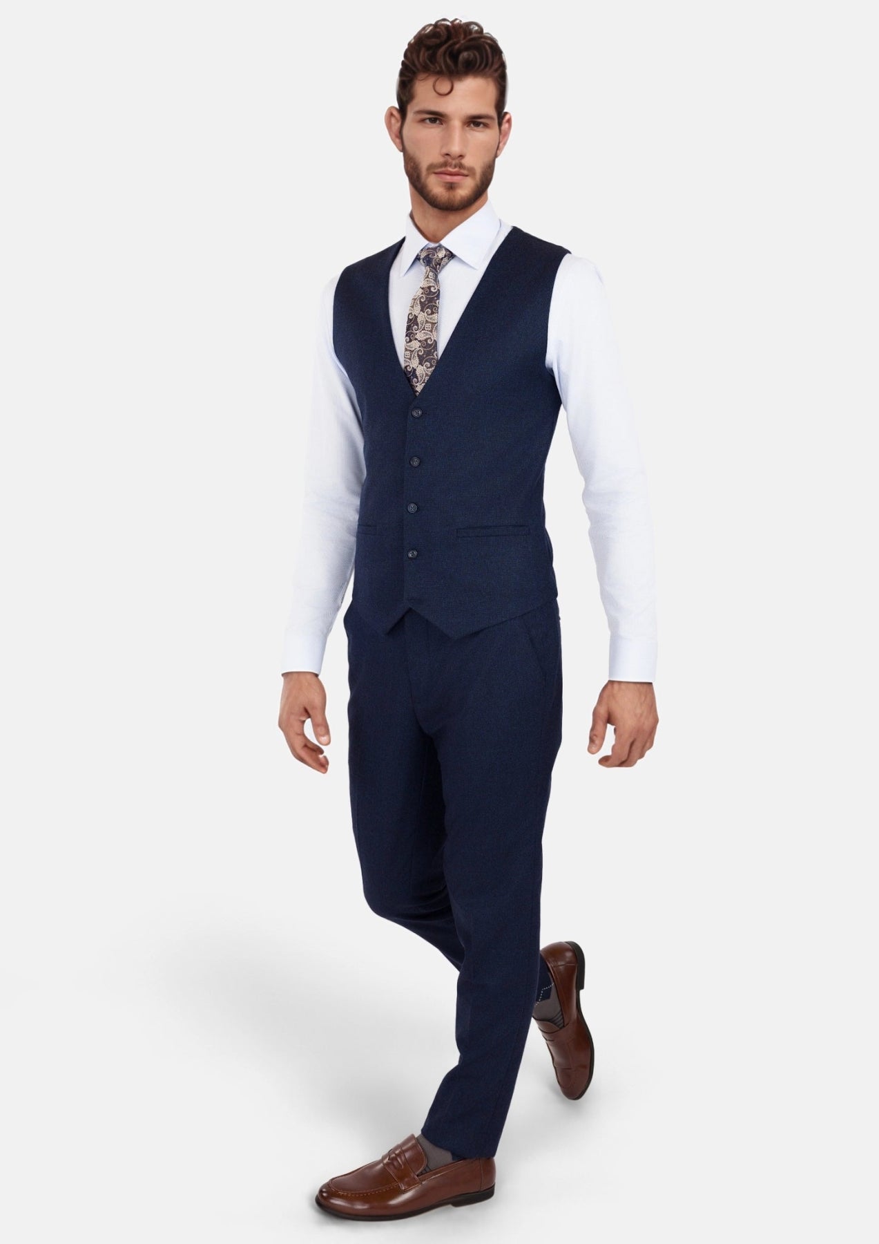 Oxford Blue Flannel Vest - SARTORO