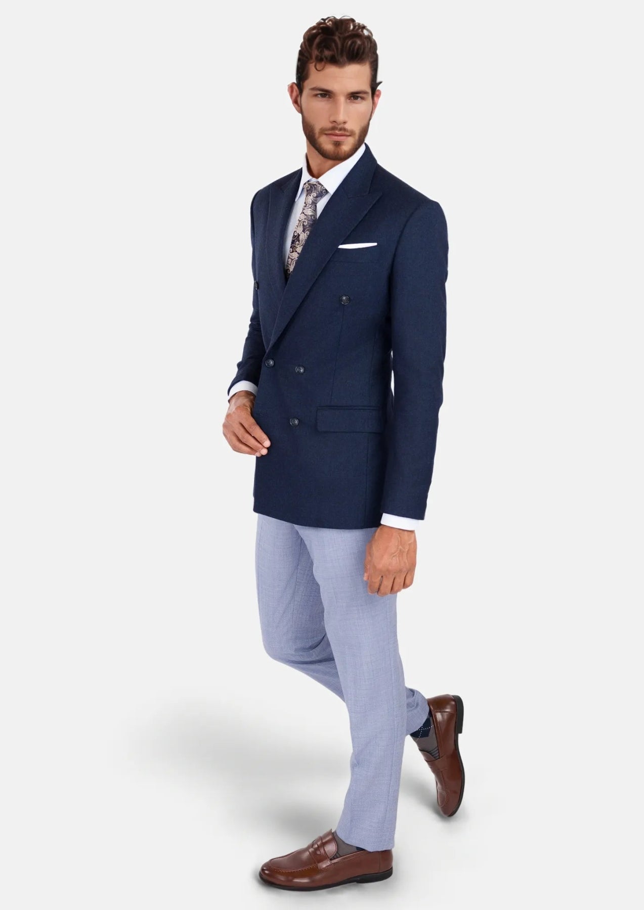 Oxford Blue Flannel Waverly Jacket - SARTORO