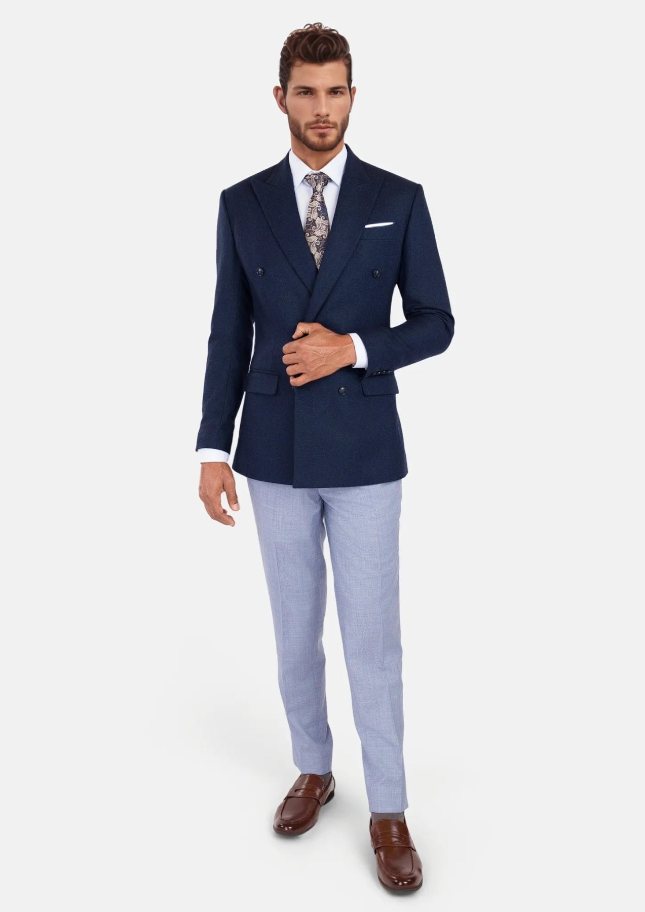 Oxford Blue Flannel Waverly Jacket - SARTORO