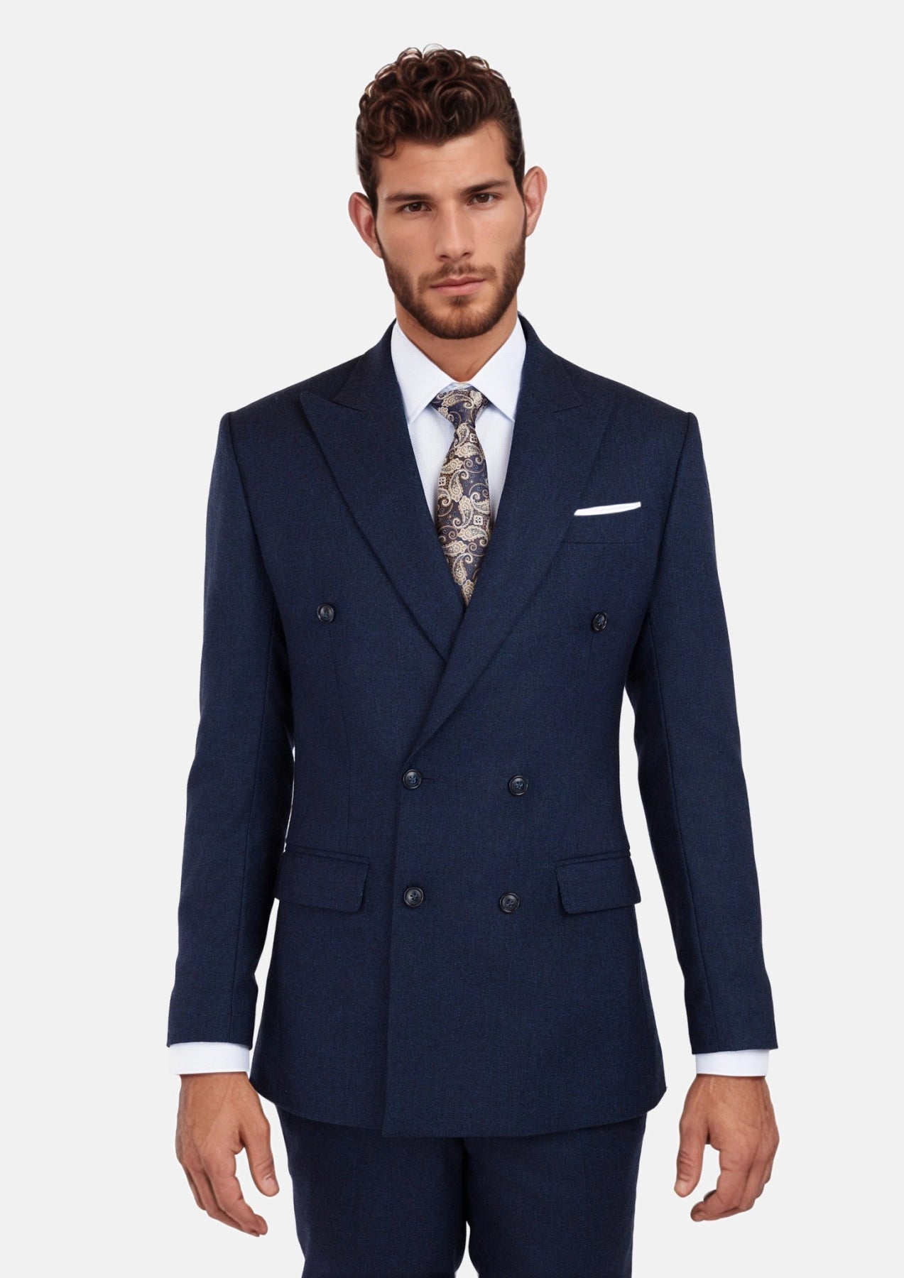 Double Breasted Oxford Blue Flannel Waverly Suit